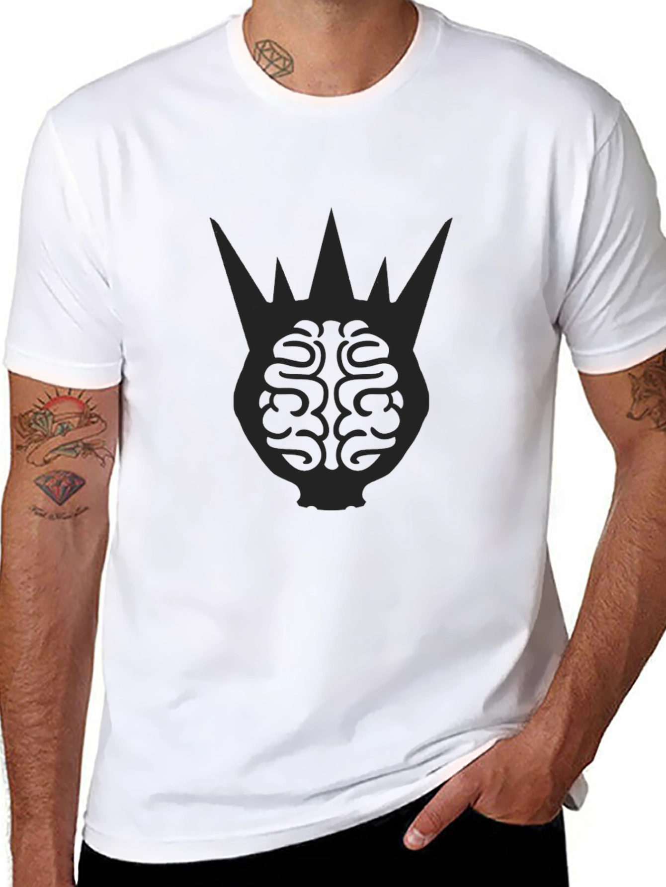 Black Brain Crown Graphic Tee - Black view 8