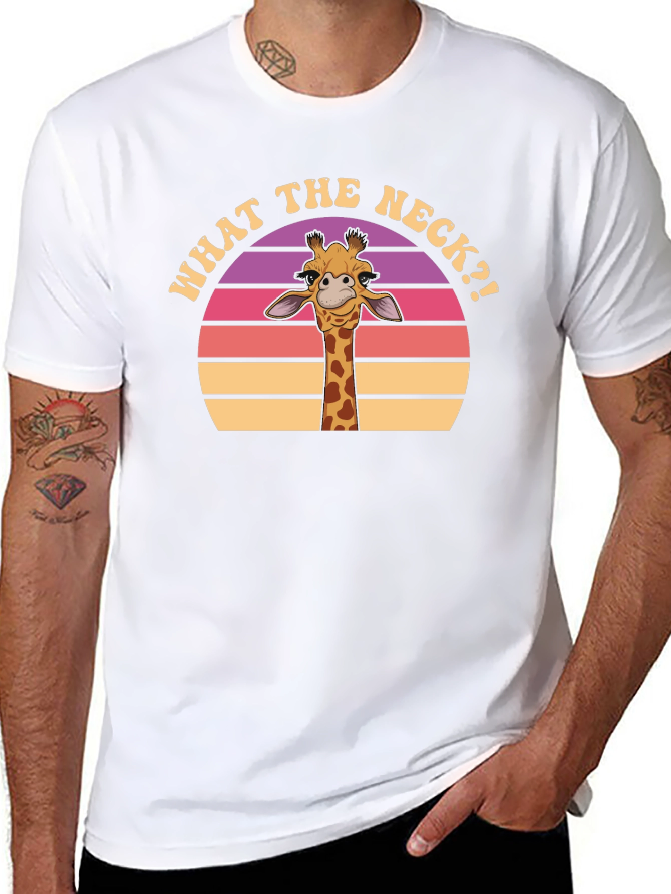 Black What the Neck Giraffe T-Shirt view 8