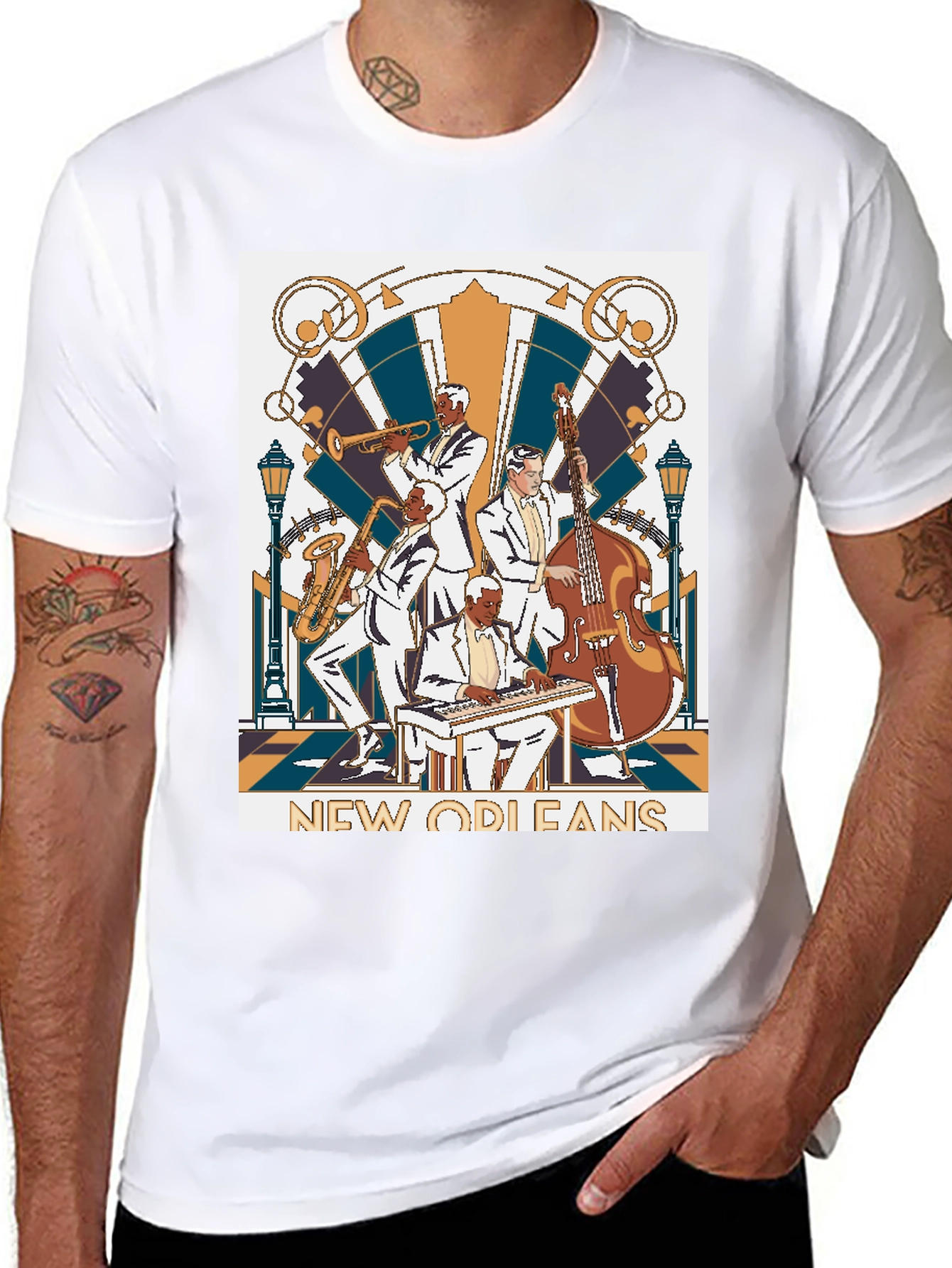 Black New Orleans Jazz Band T-Shirt - Black view 8