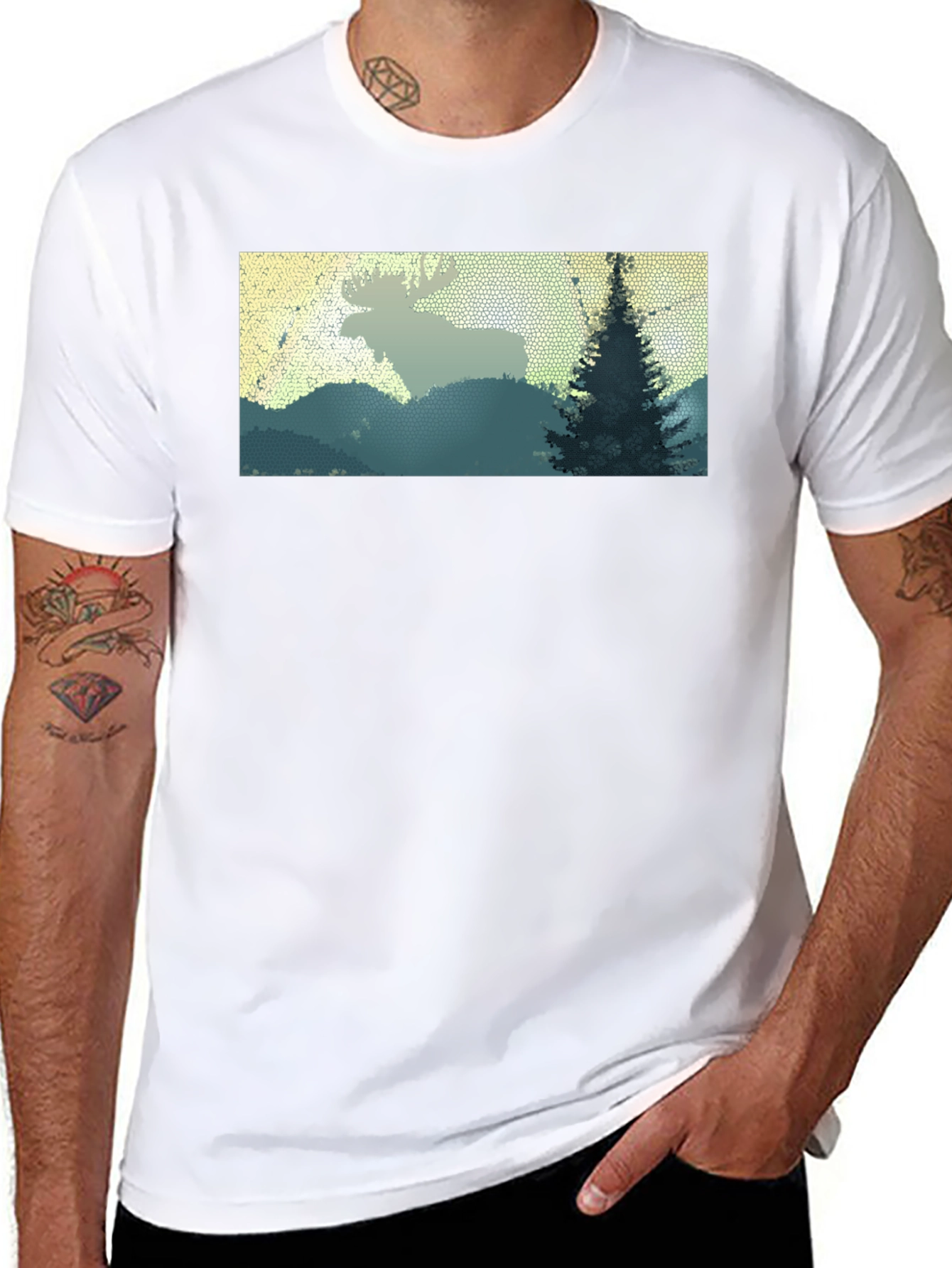 Black Moose Landscape Graphic Tee - Nature Inspired Shirt view 8