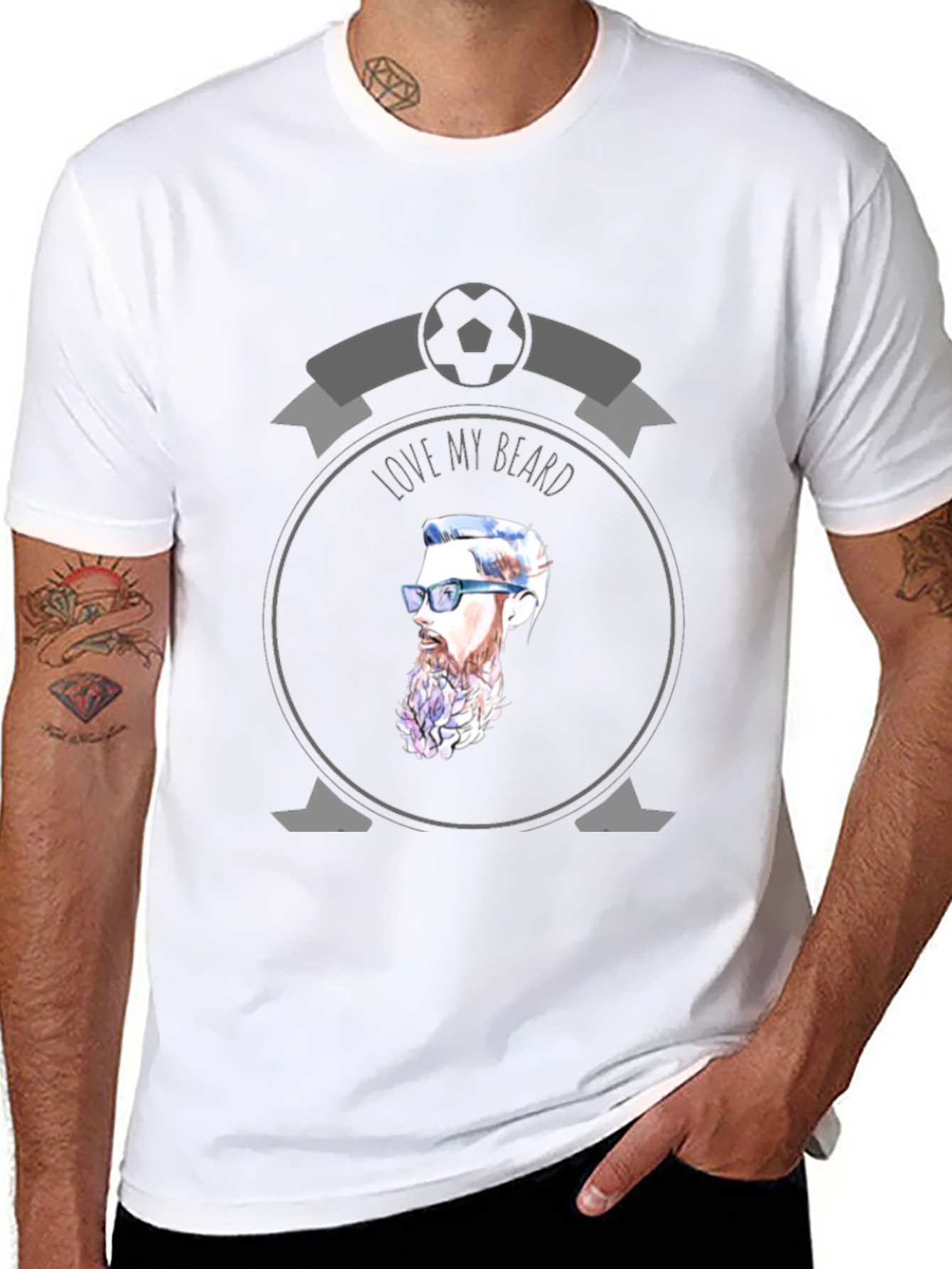 Black Love My Beard Graphic T-Shirt - Soccer Fan Style view 8