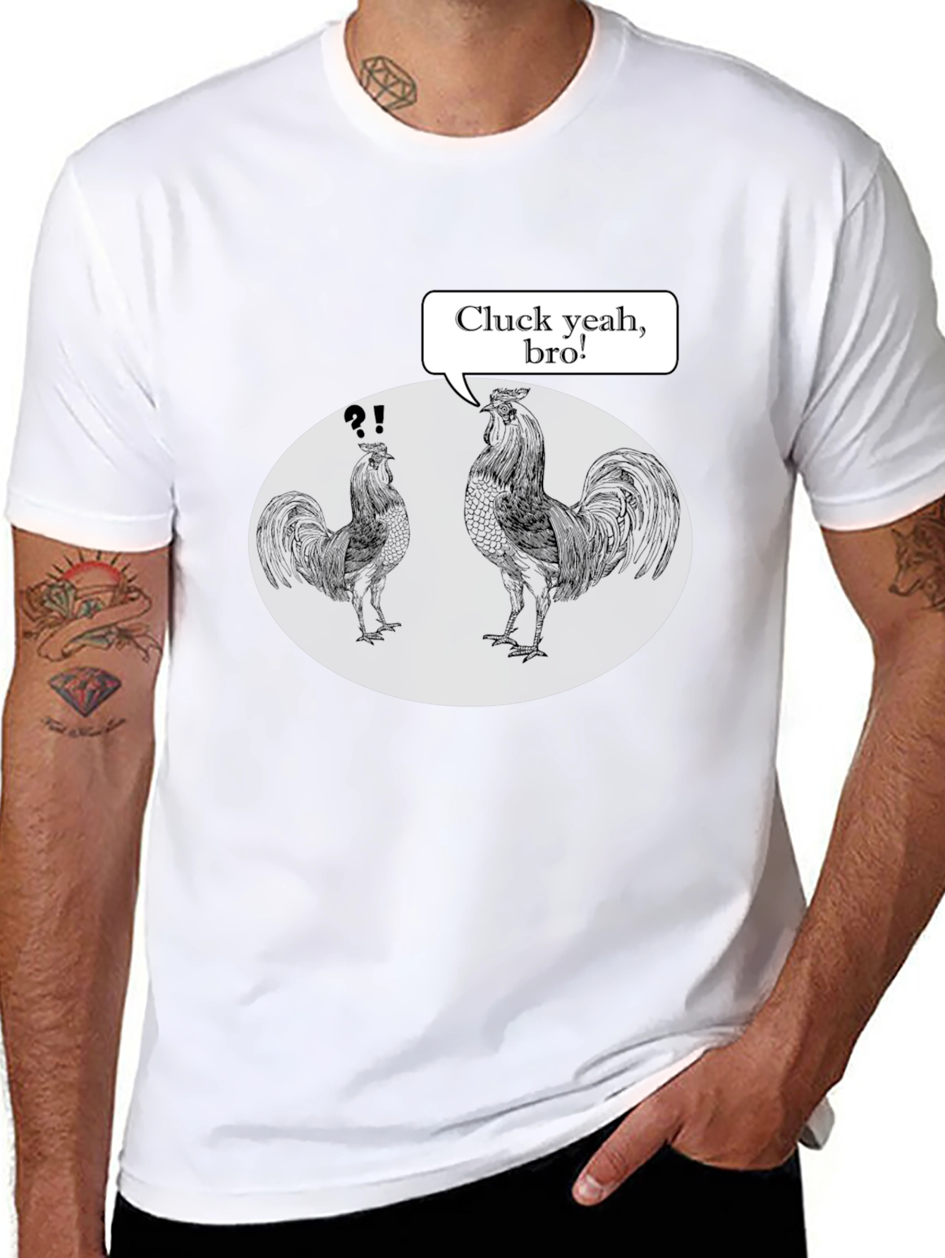 Black Cluck Yeah, Bro! Rooster Graphic Tee view 8