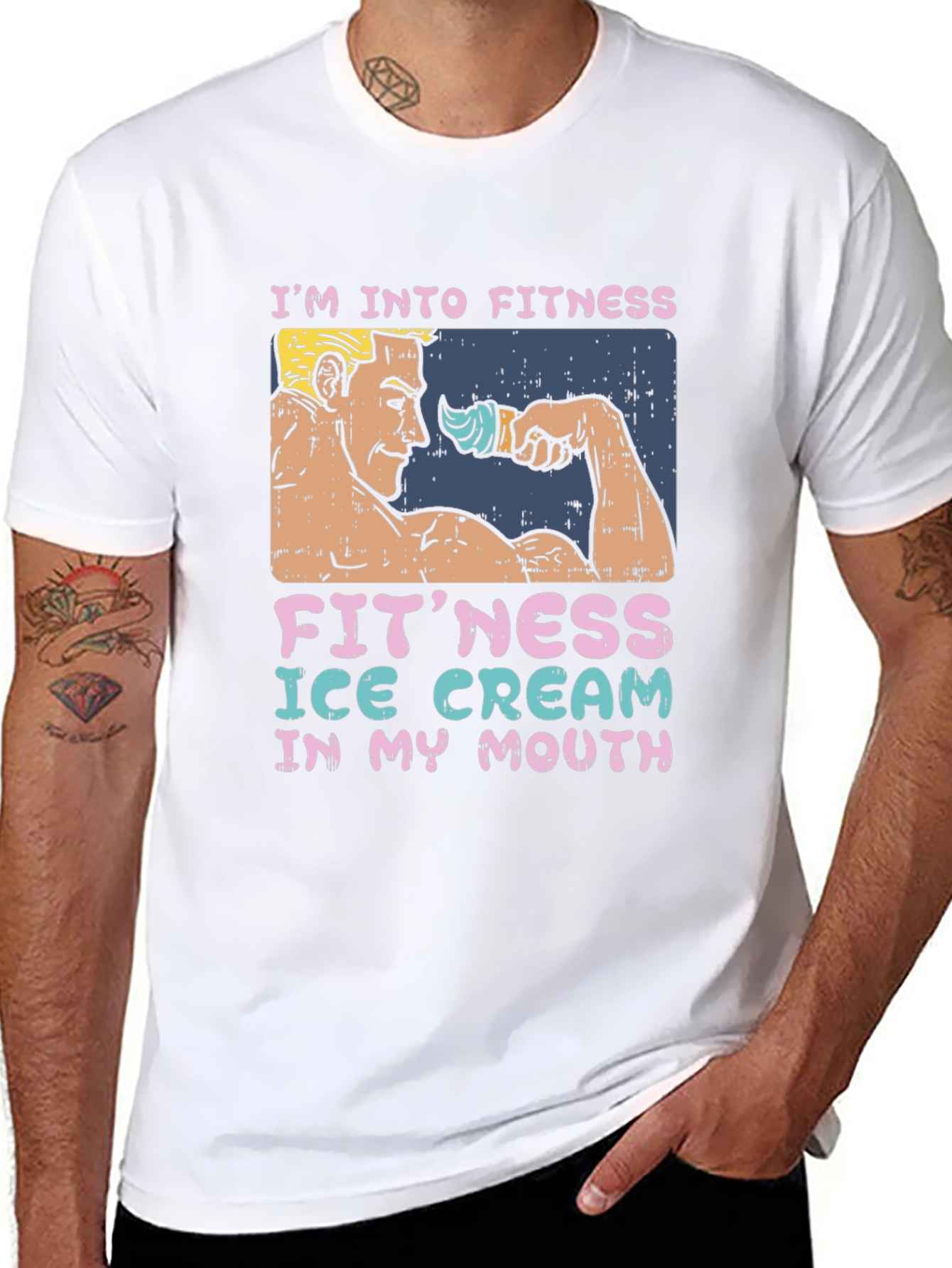 Black Fitness Ice Cream Funny Graphic T-Shirt view 8