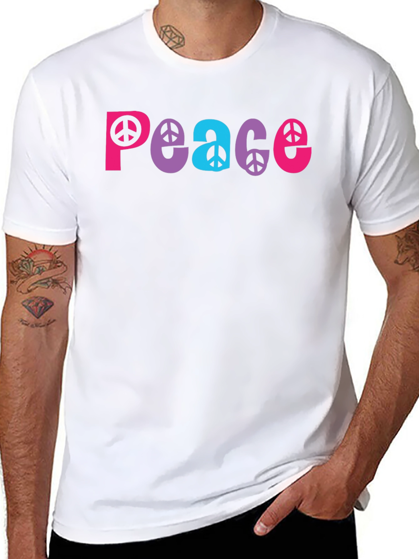 Black Peace Sign Graphic Tee - Black view 8