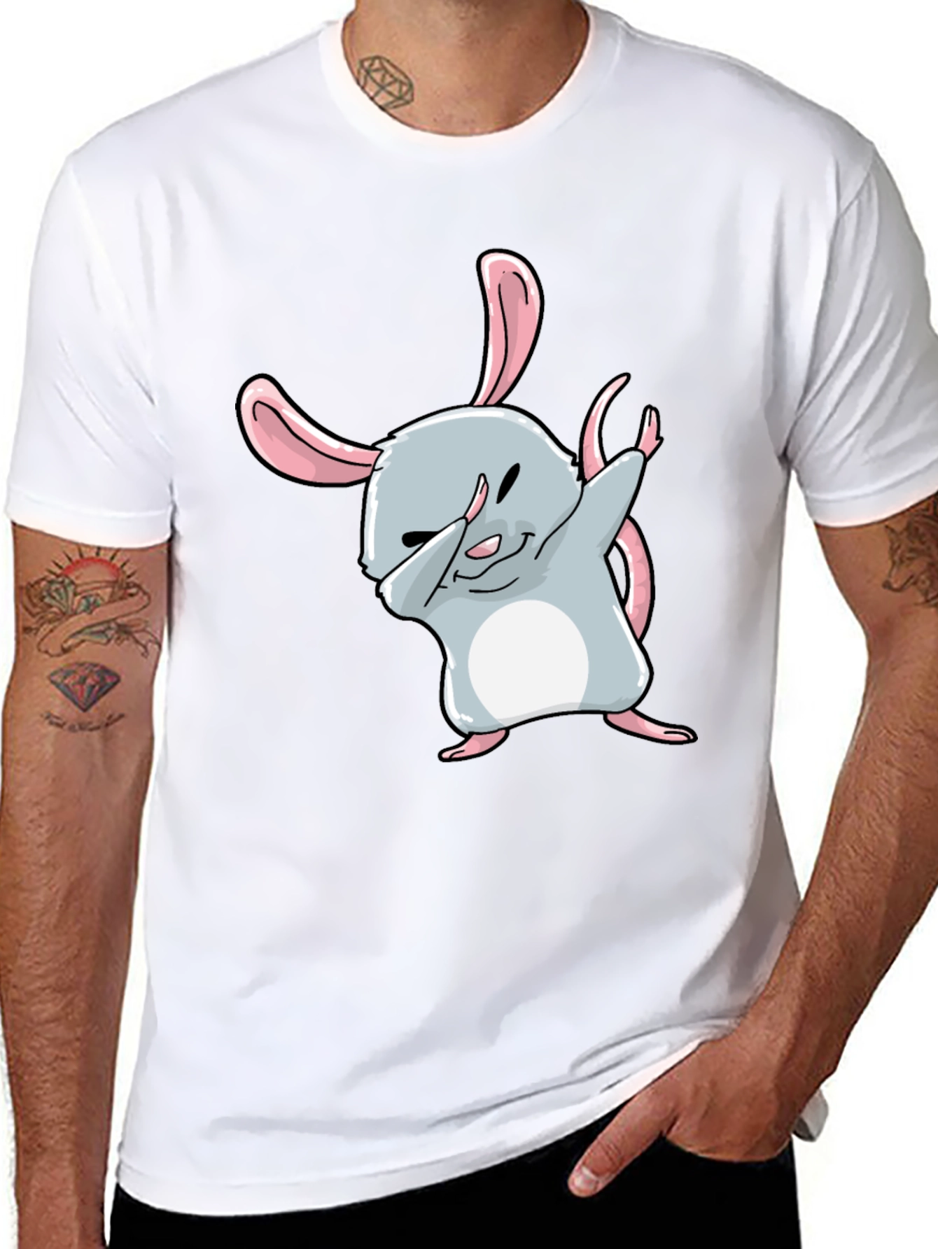 Black Dabbing Hamster Graphic Tee - Cool & Trendy view 8