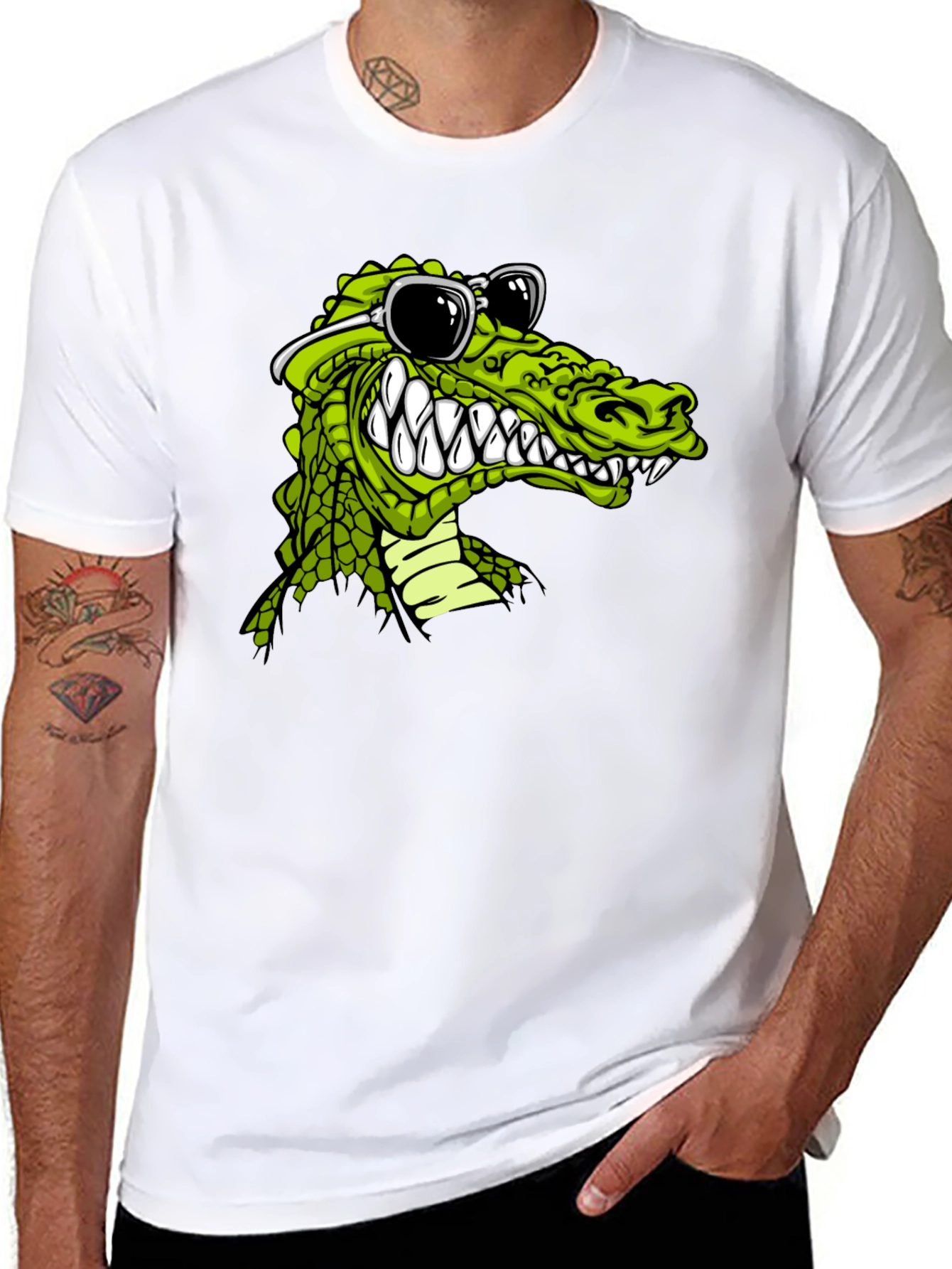 Black Cool Alligator Graphic Tee view 8