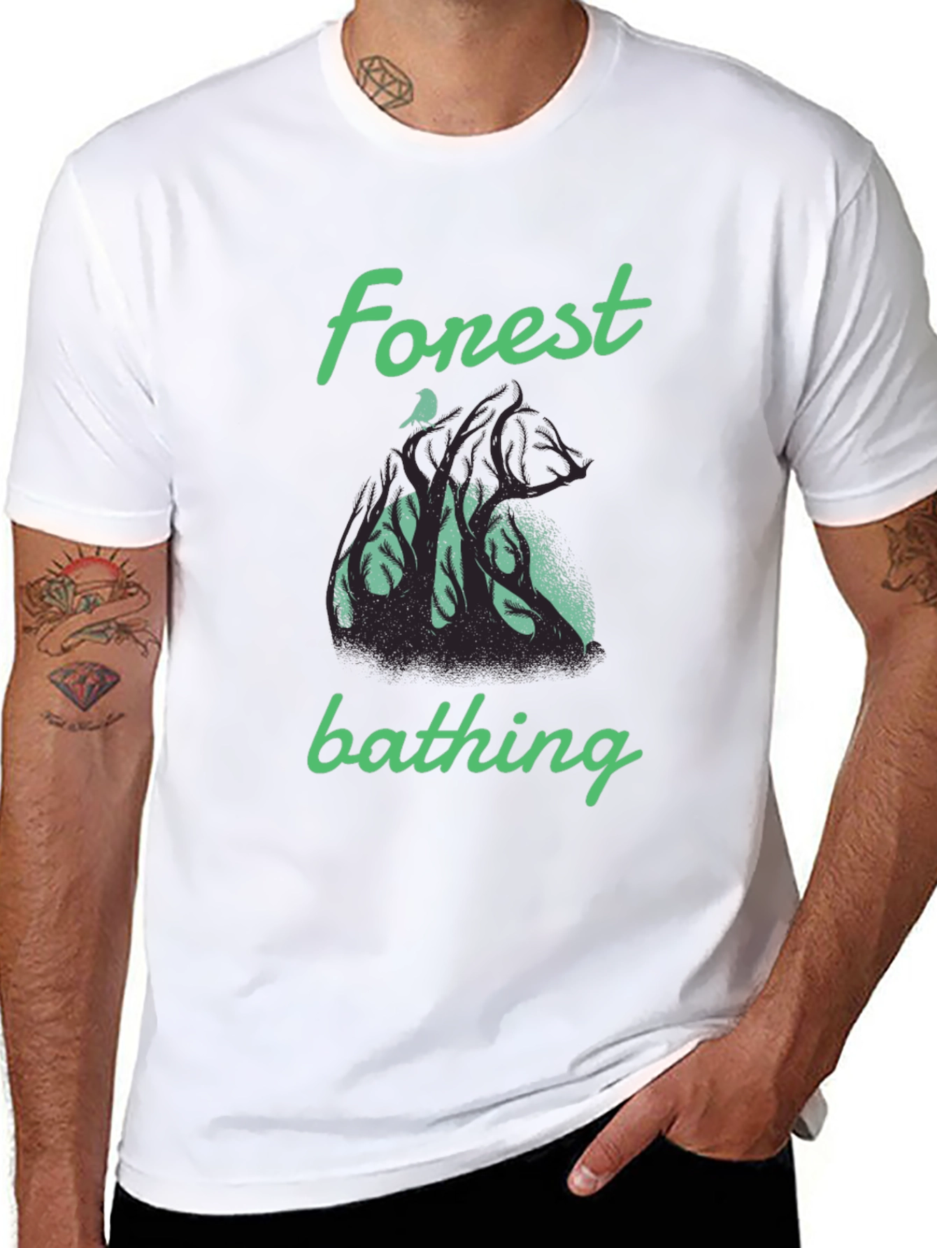 Forest Bathing Graphic Tee - Black Cotton T-Shirt - 8