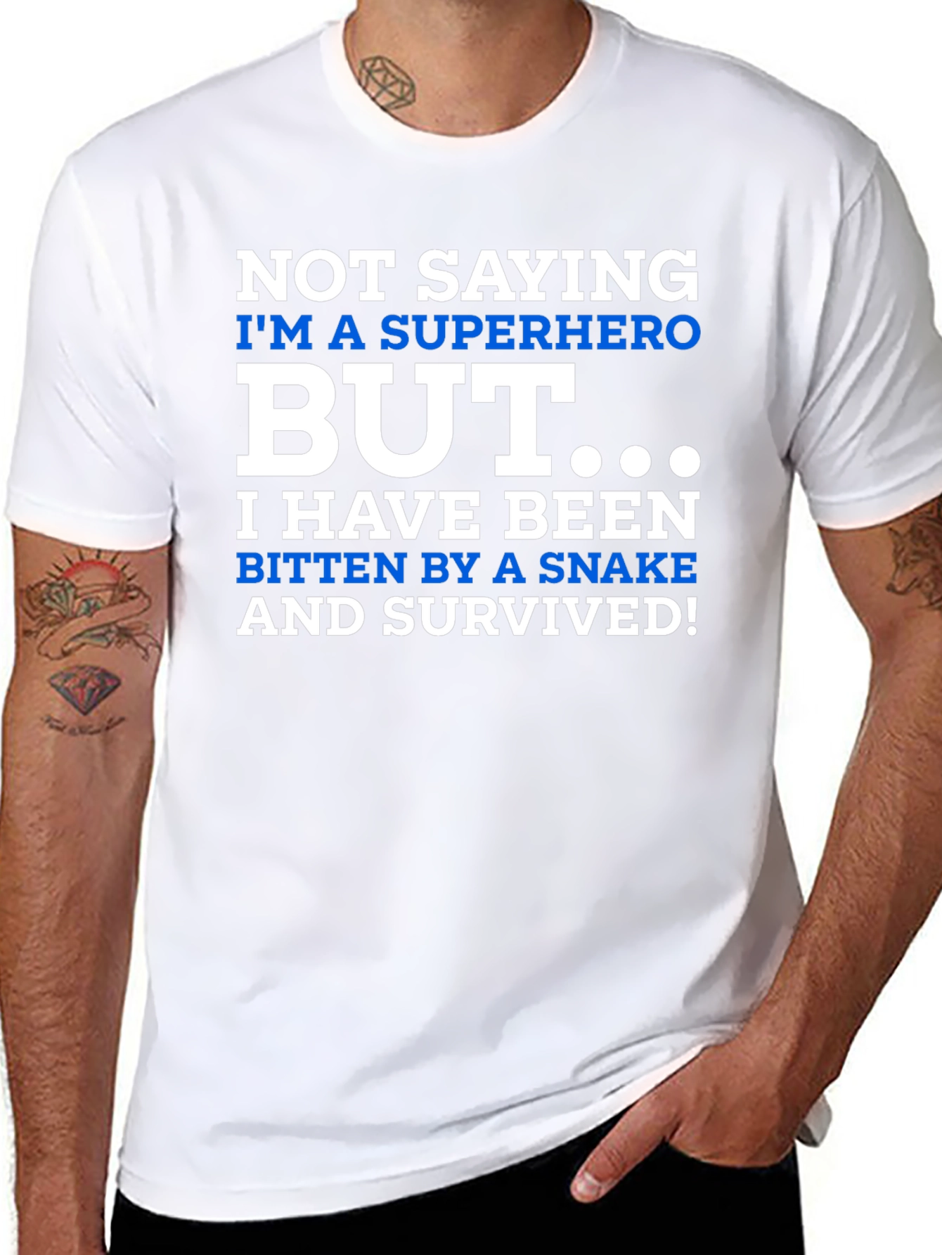 Black Superhero Snake Bite Survivor Novelty T-Shirt view 8