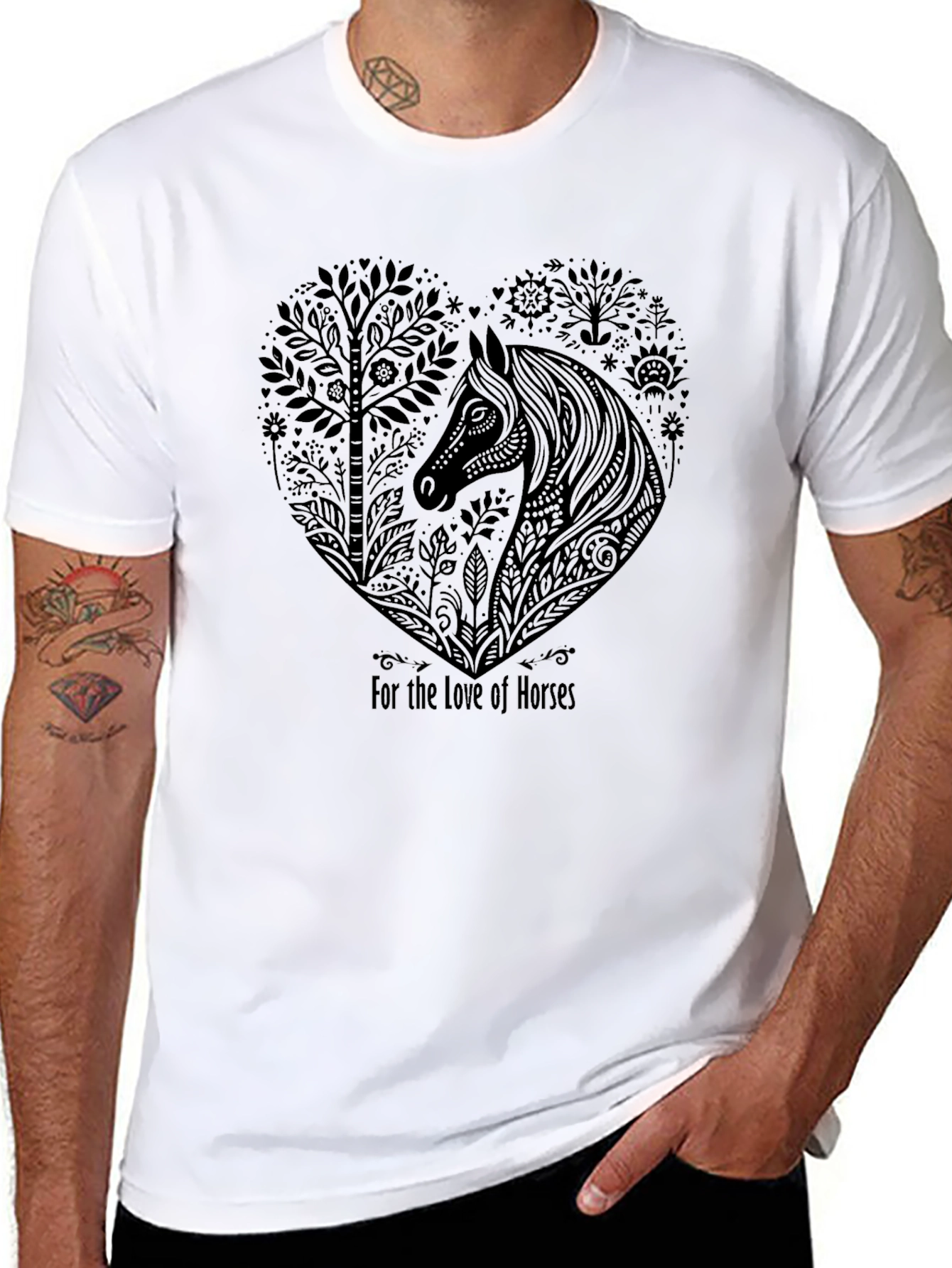 Black Horse Lover T-Shirt - Heart Design view 8