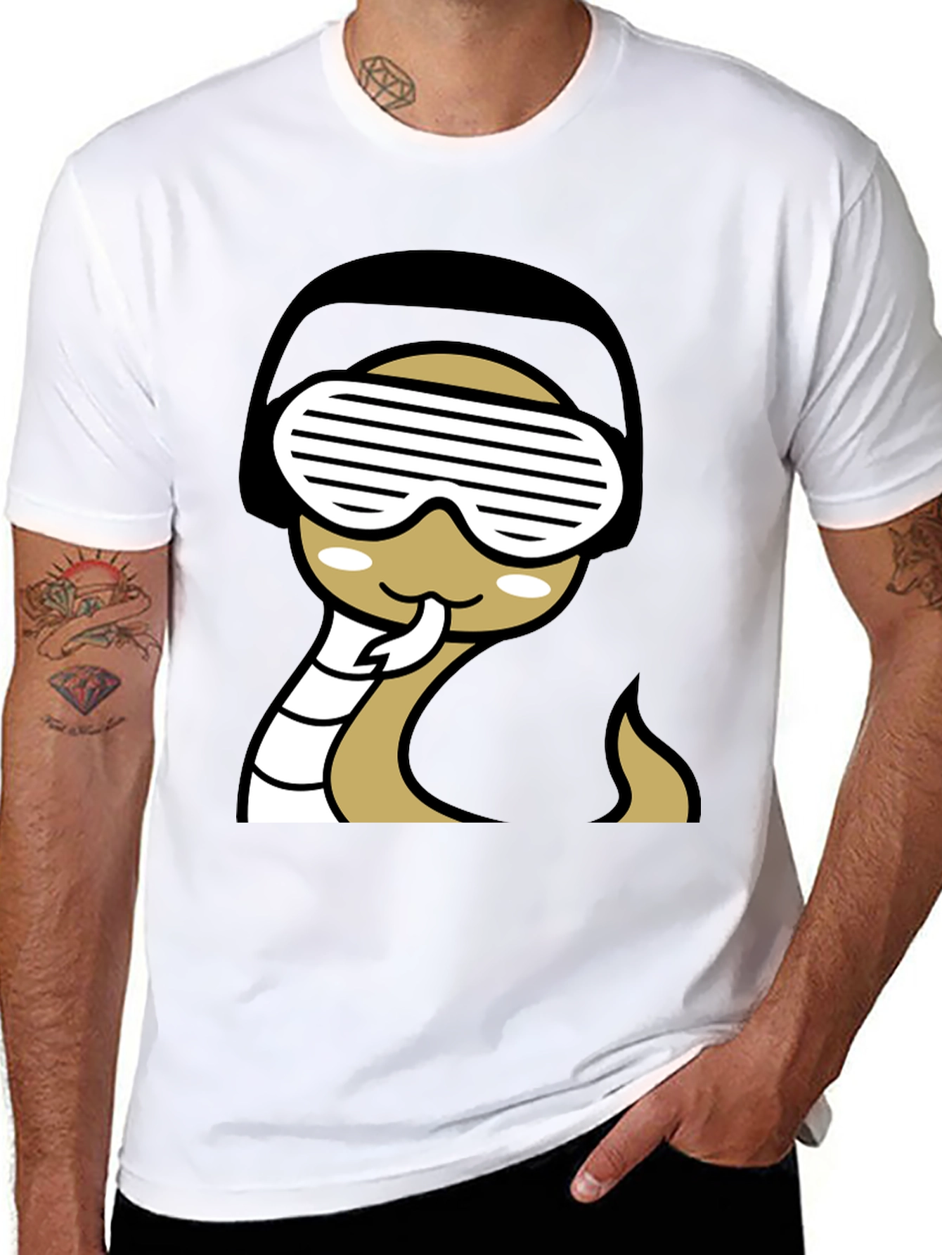 Black Cool Snake T-Shirt - Black Graphic Tee view 8