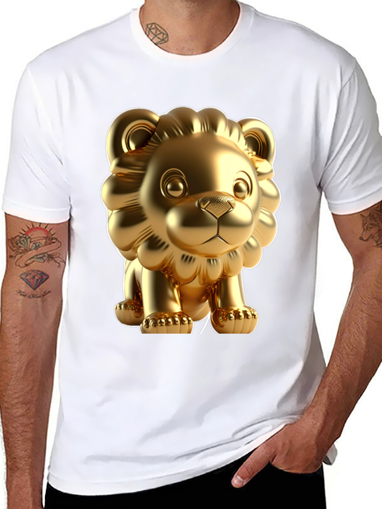 Black Golden Lion Graphic Tee - Bold Style, Soft Fabric view 8
