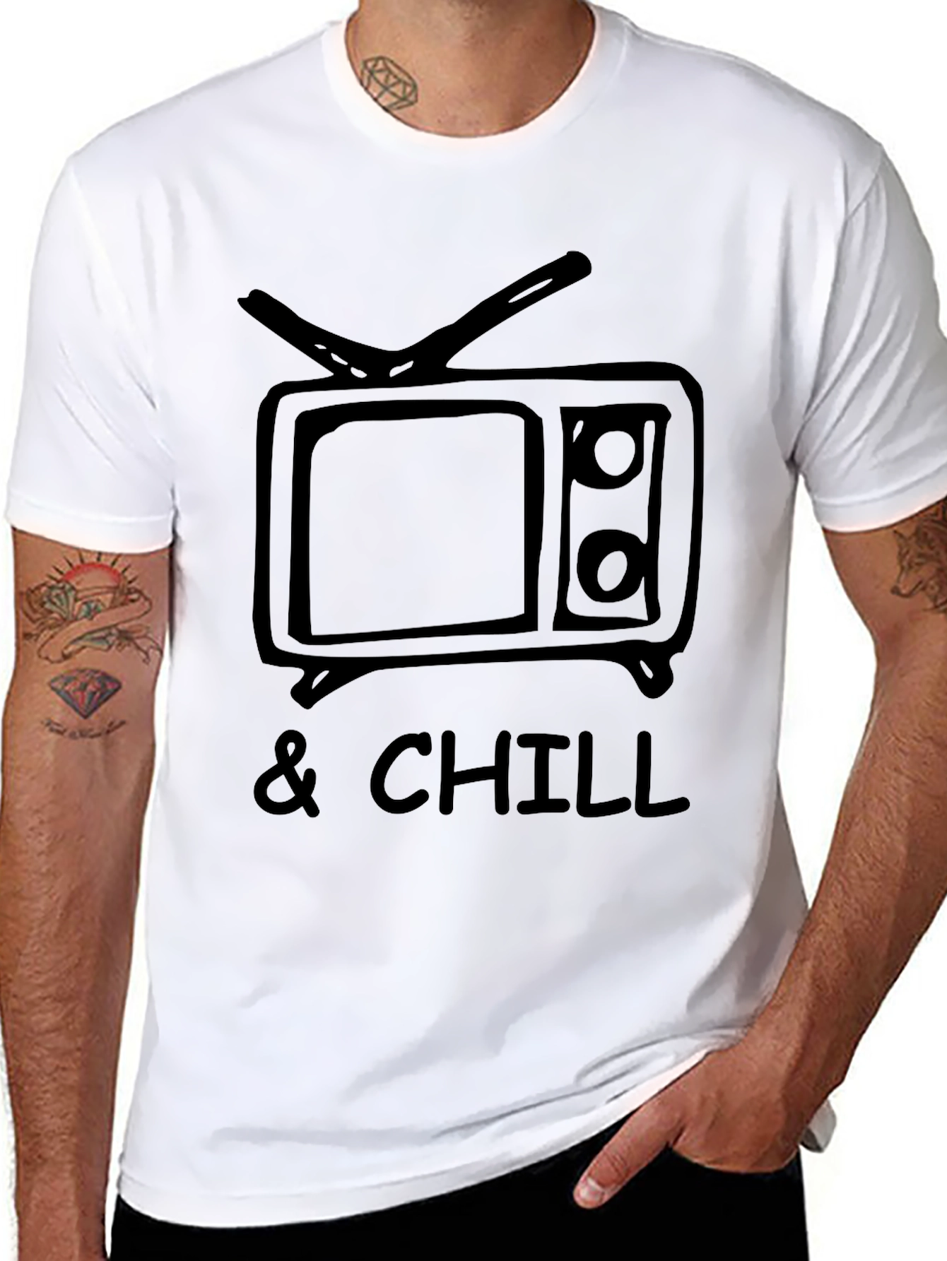 TV & Chill Black Graphic Tee - 8