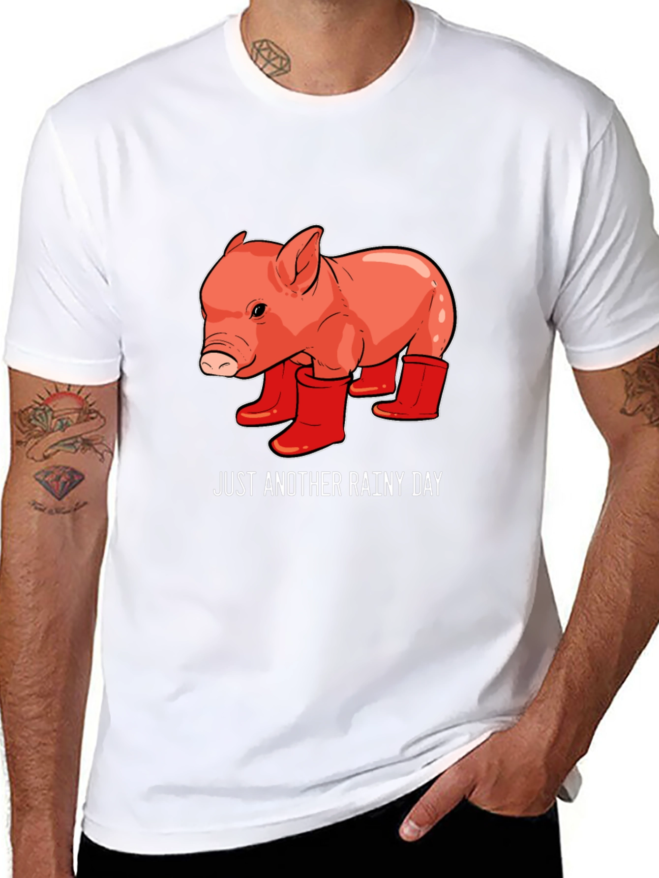 Black Rainy Day Piglet Tee view 8
