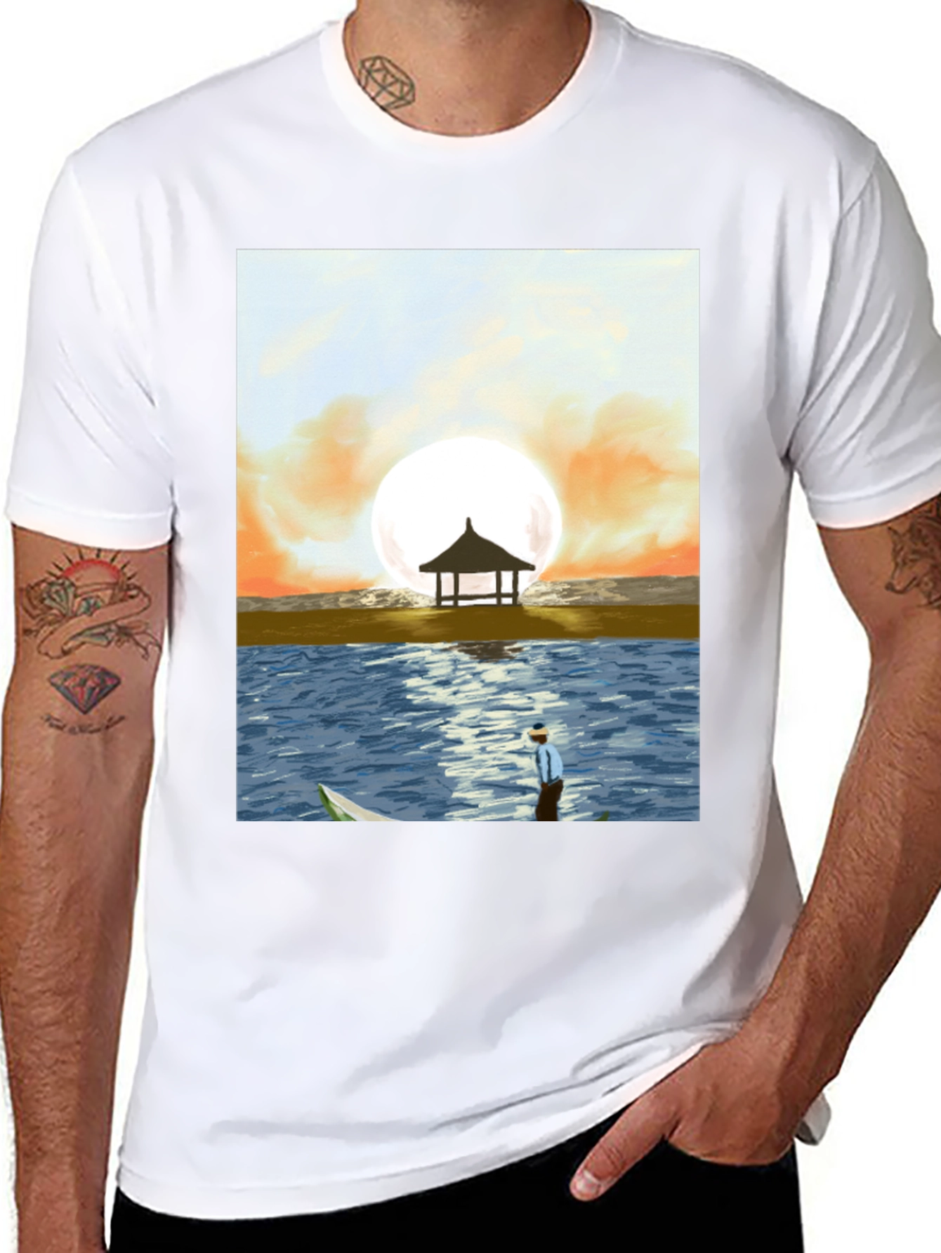 Black Sunset Beach Graphic Tee - Stylish Men's T-Shirt view 8