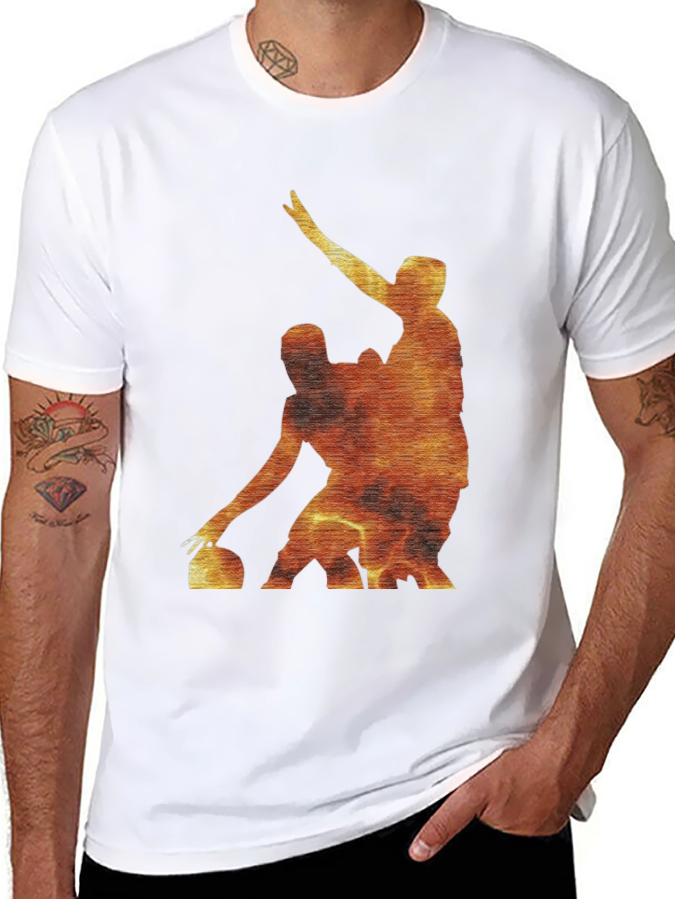 Black Fiery Curling Players Black T-Shirt view 8