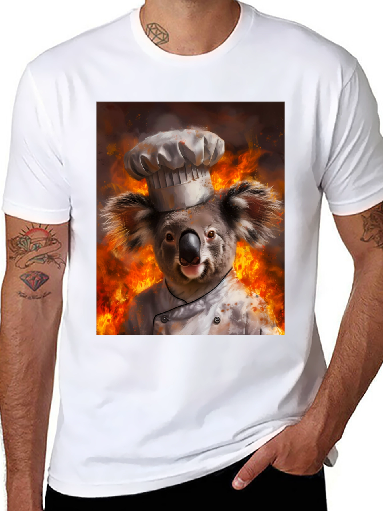 Black Chef Koala T-Shirt - Fiery Kitchen Design view 8