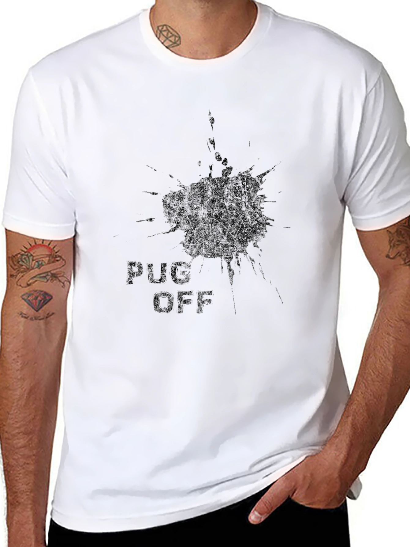 Black Pug Off Graphic Tee - Black T-Shirt view 8