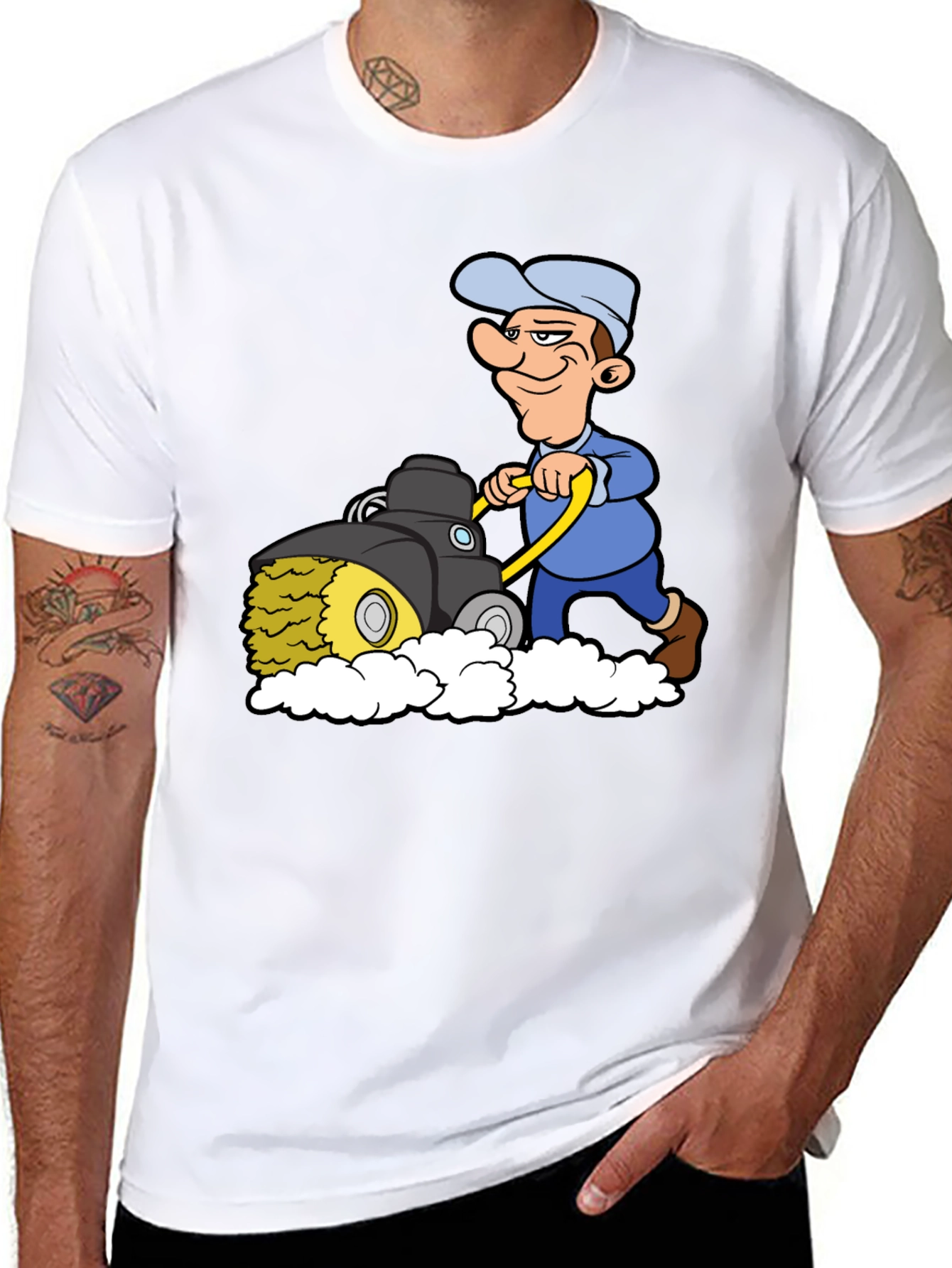 Black Cartoon Mower T-Shirt view 8