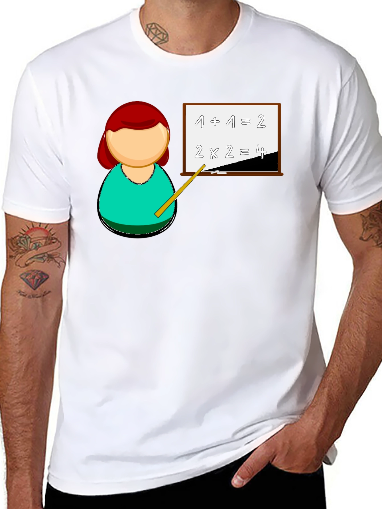 Black Math Teacher T-Shirt - Unique Cartoon Design view 8