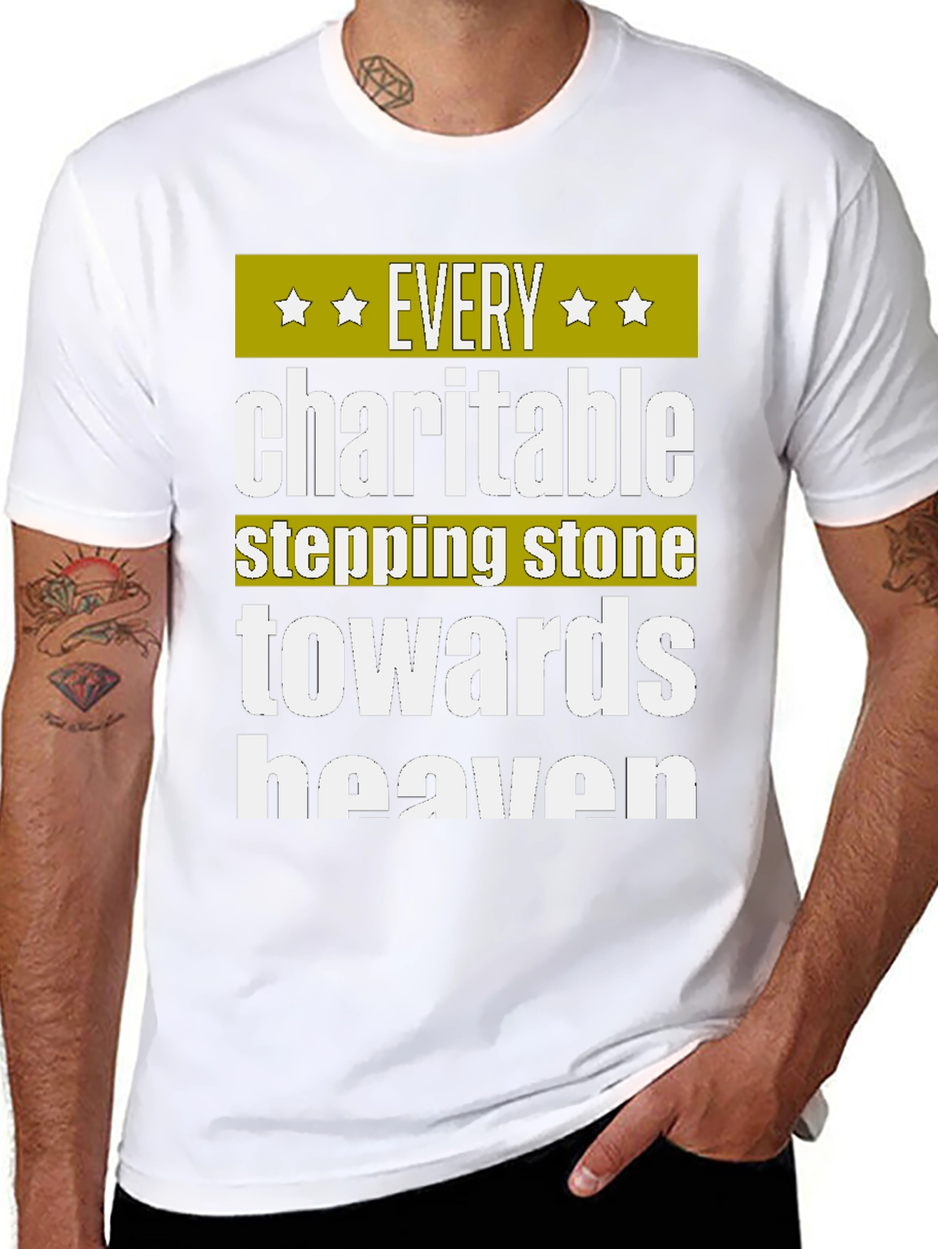Black Charitable Stepping Stone T-Shirt - Towards Heaven view 8