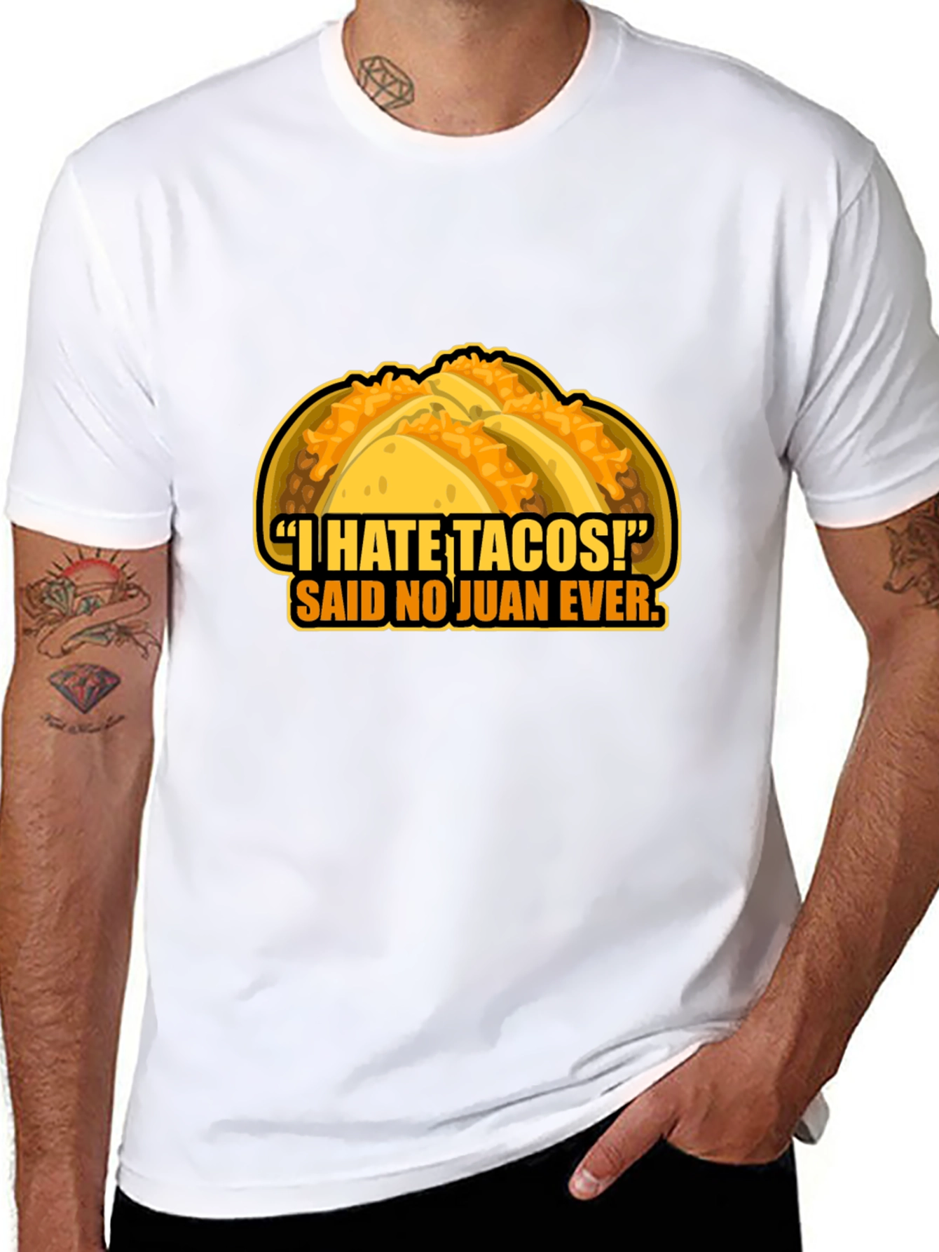 Black Funny 'I Hate Tacos!' Graphic Print T-Shirt view 8