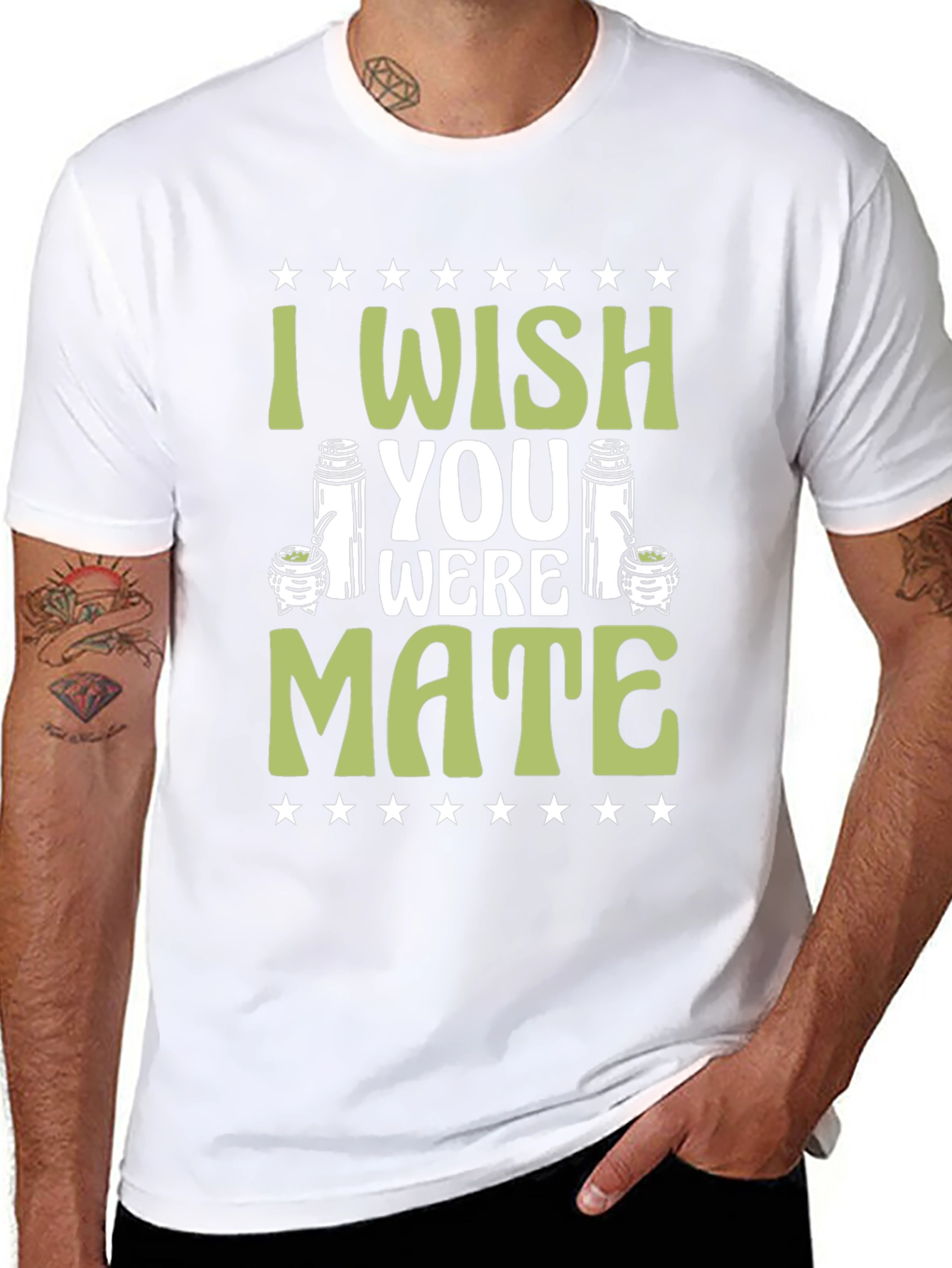 Black I Wish You Were Mate T-Shirt view 8