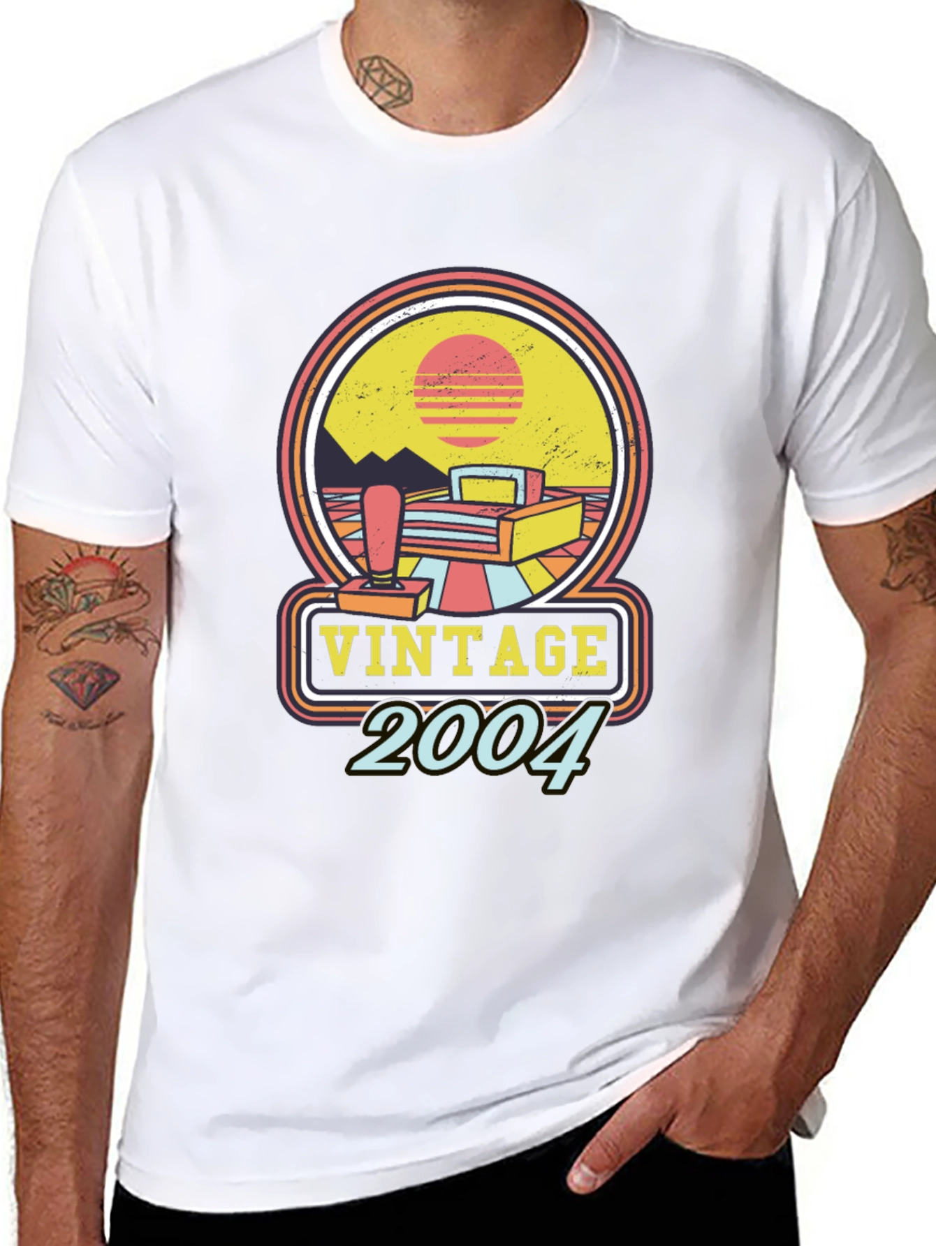 Black Vintage 2004 Gamer T-Shirt - Retro Style view 8