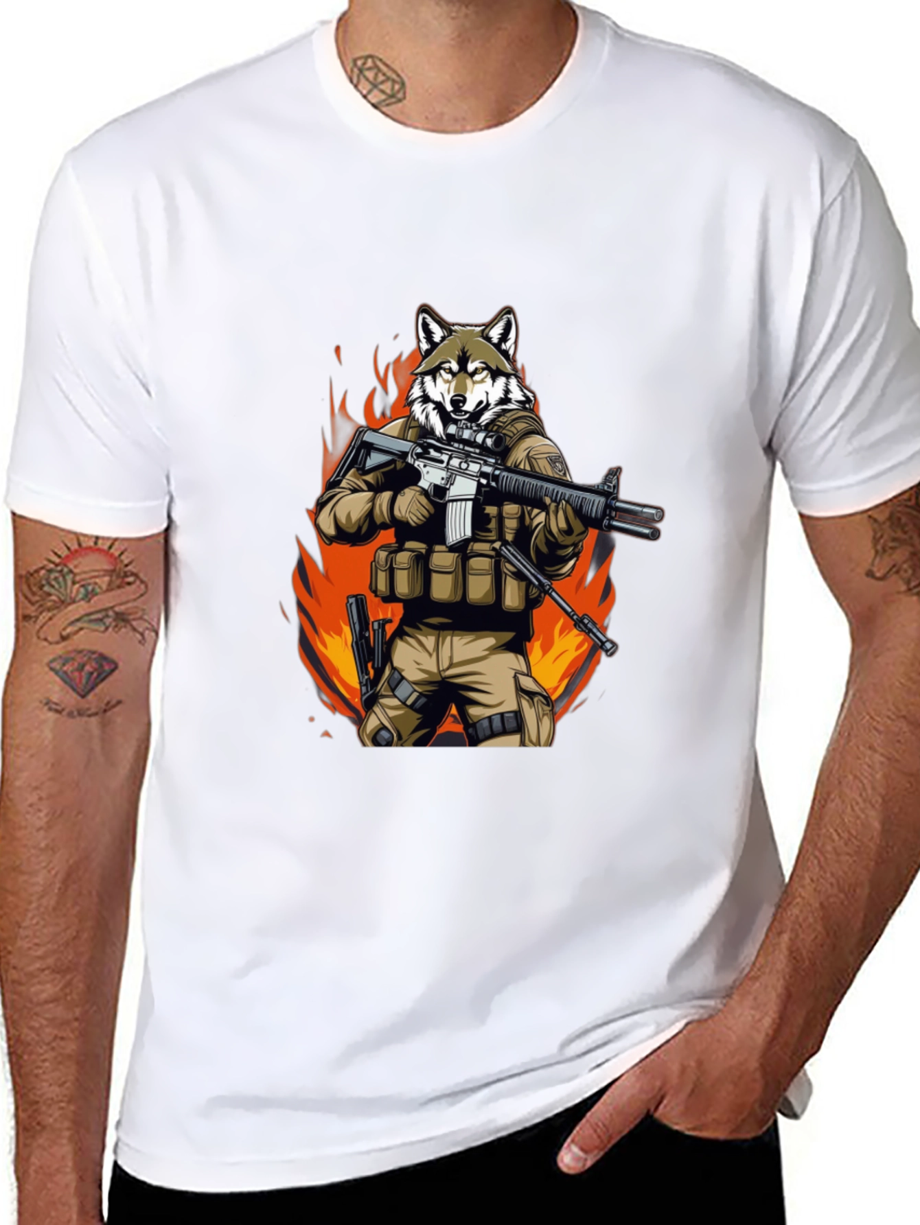 Black Tactical Wolf T-Shirt - Military Style Graphic Tee view 8