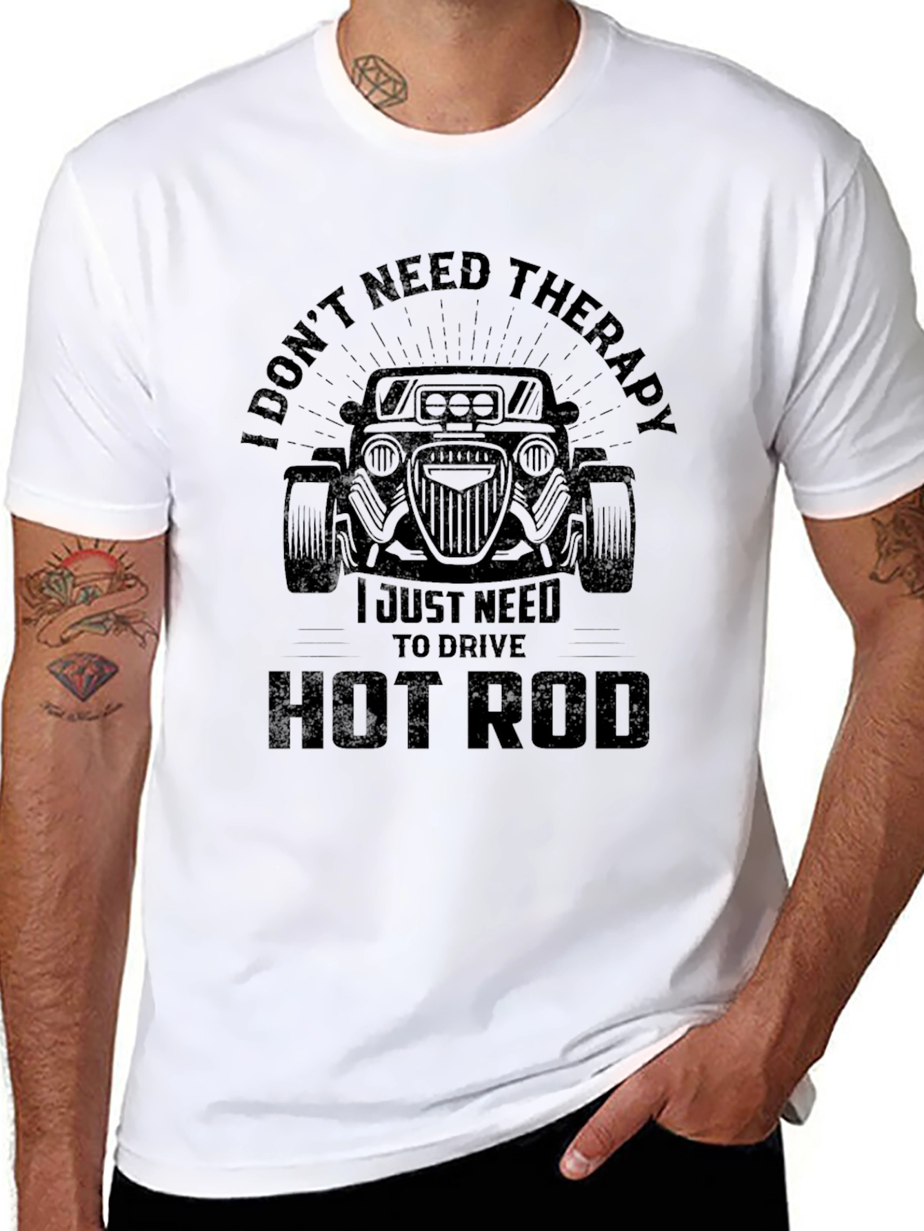 Black I Don't Need Therapy Hot Rod T-Shirt view 8