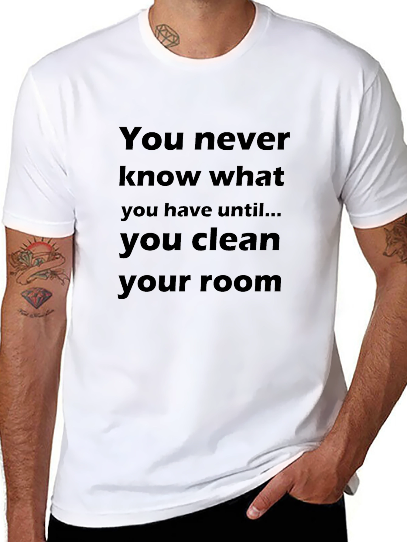 Black Funny "You Never Know" Black T-Shirt view 8