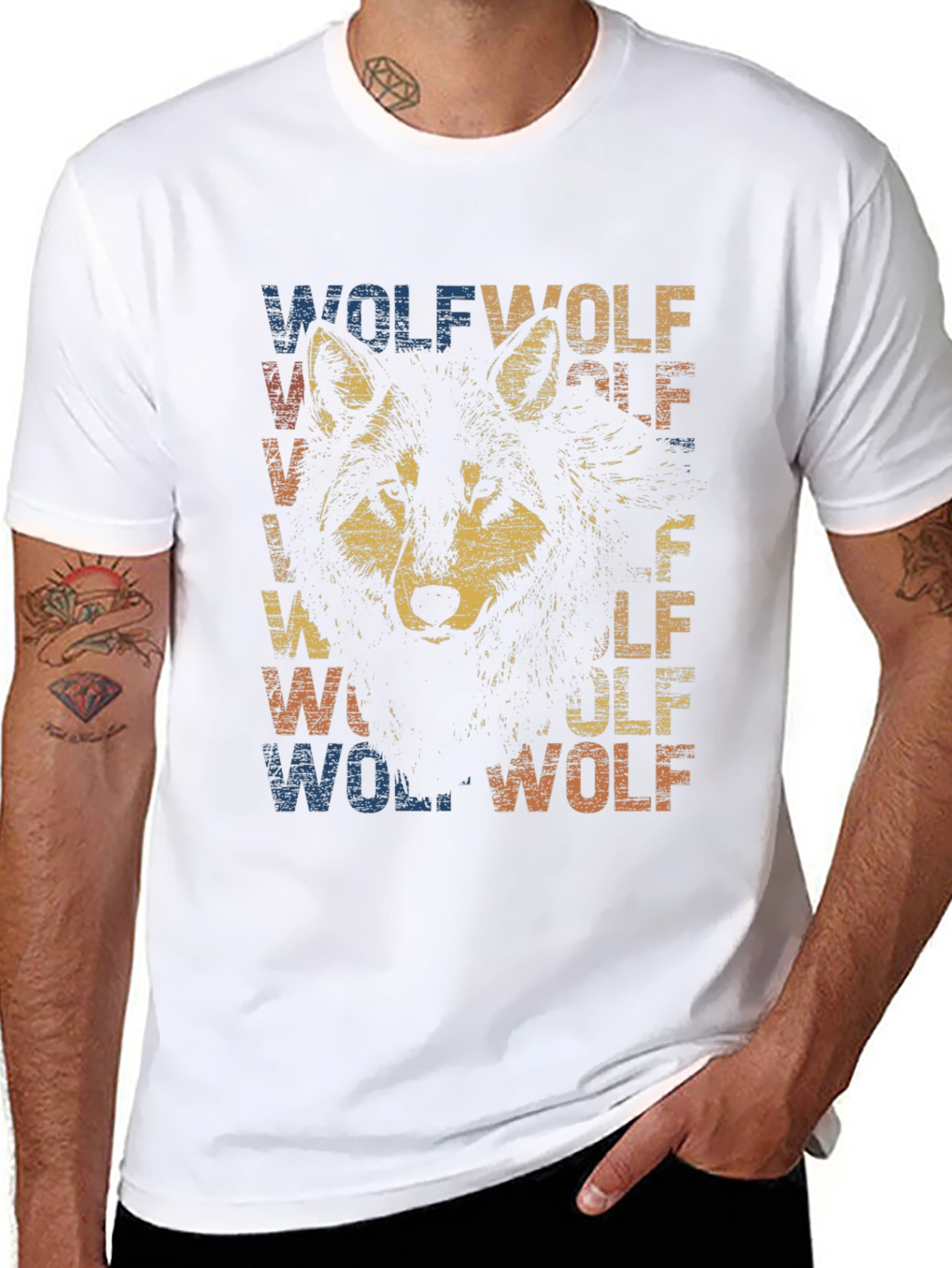 Black Vintage Wolf Graphic T-Shirt - Retro Style Tee view 8
