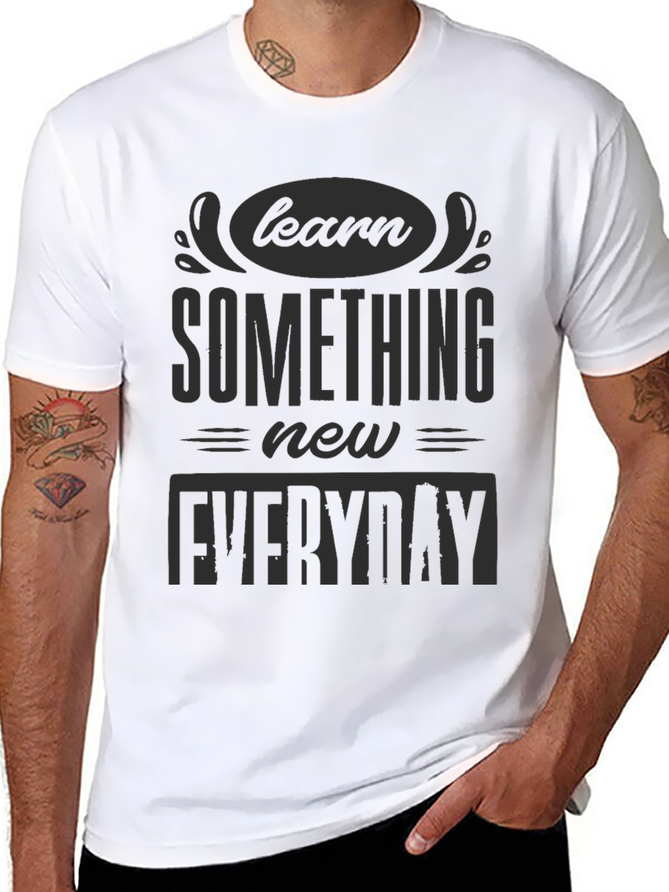 Black Learn Something New Everyday Black T-Shirt view 8