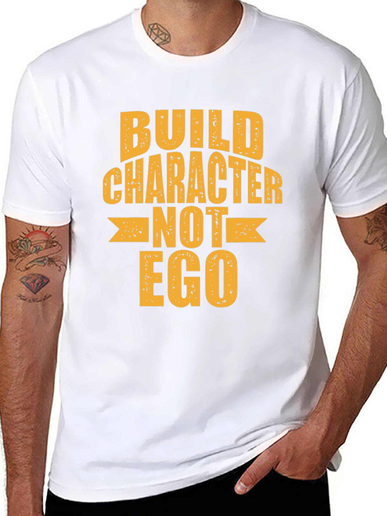 Black Build Character Not Ego Graphic Tee view 8