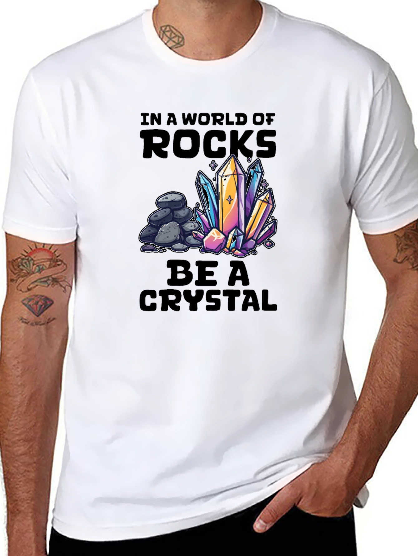 Black Be a Crystal T-Shirt - Unique Graphic Tee view 8