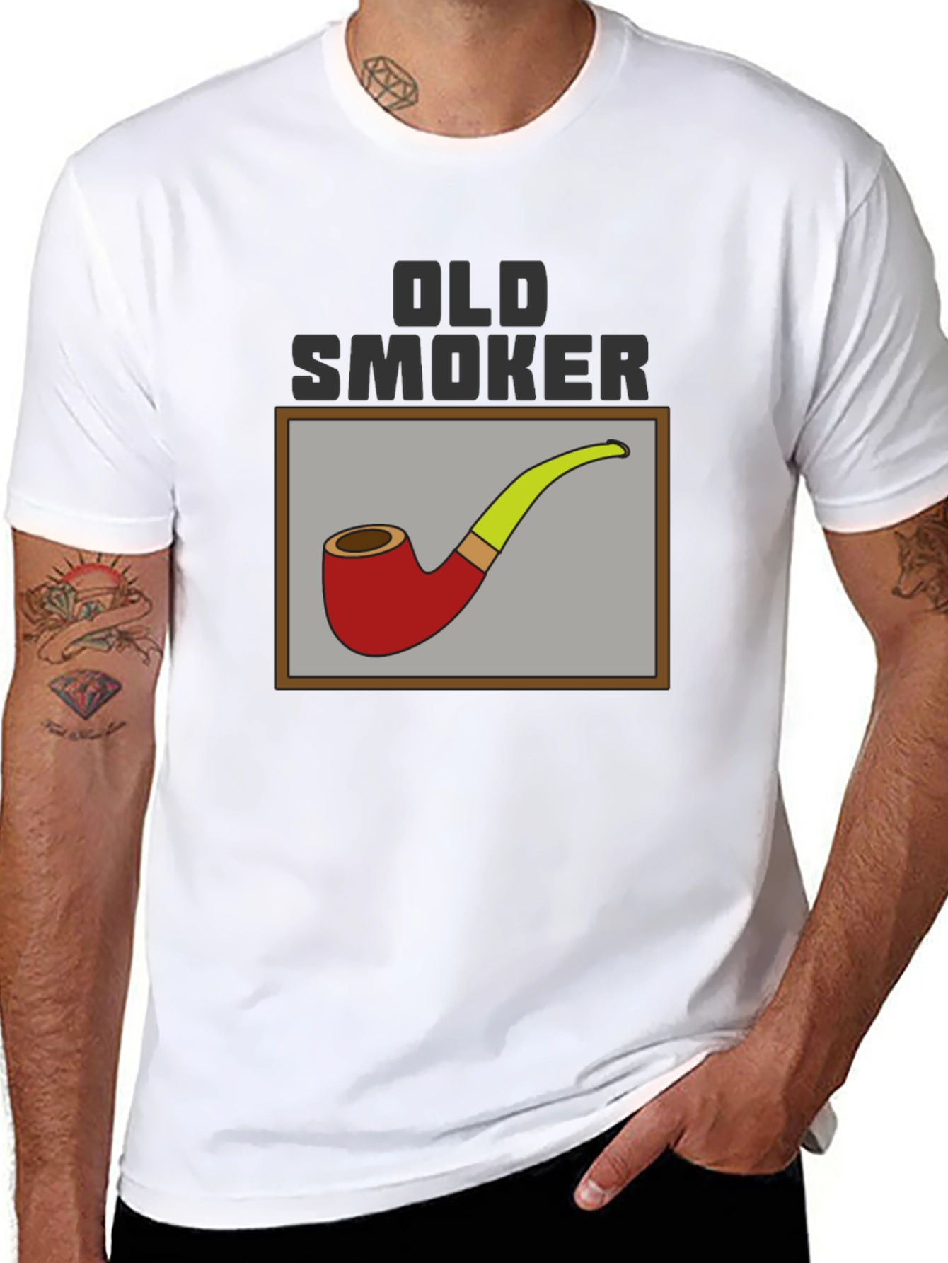 Black Old Smoker Pipe T-Shirt - Classic Design view 8