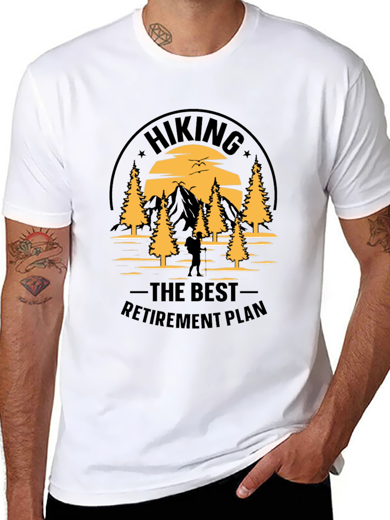 Black Hiking Retirement Plan Graphic Tee view 8