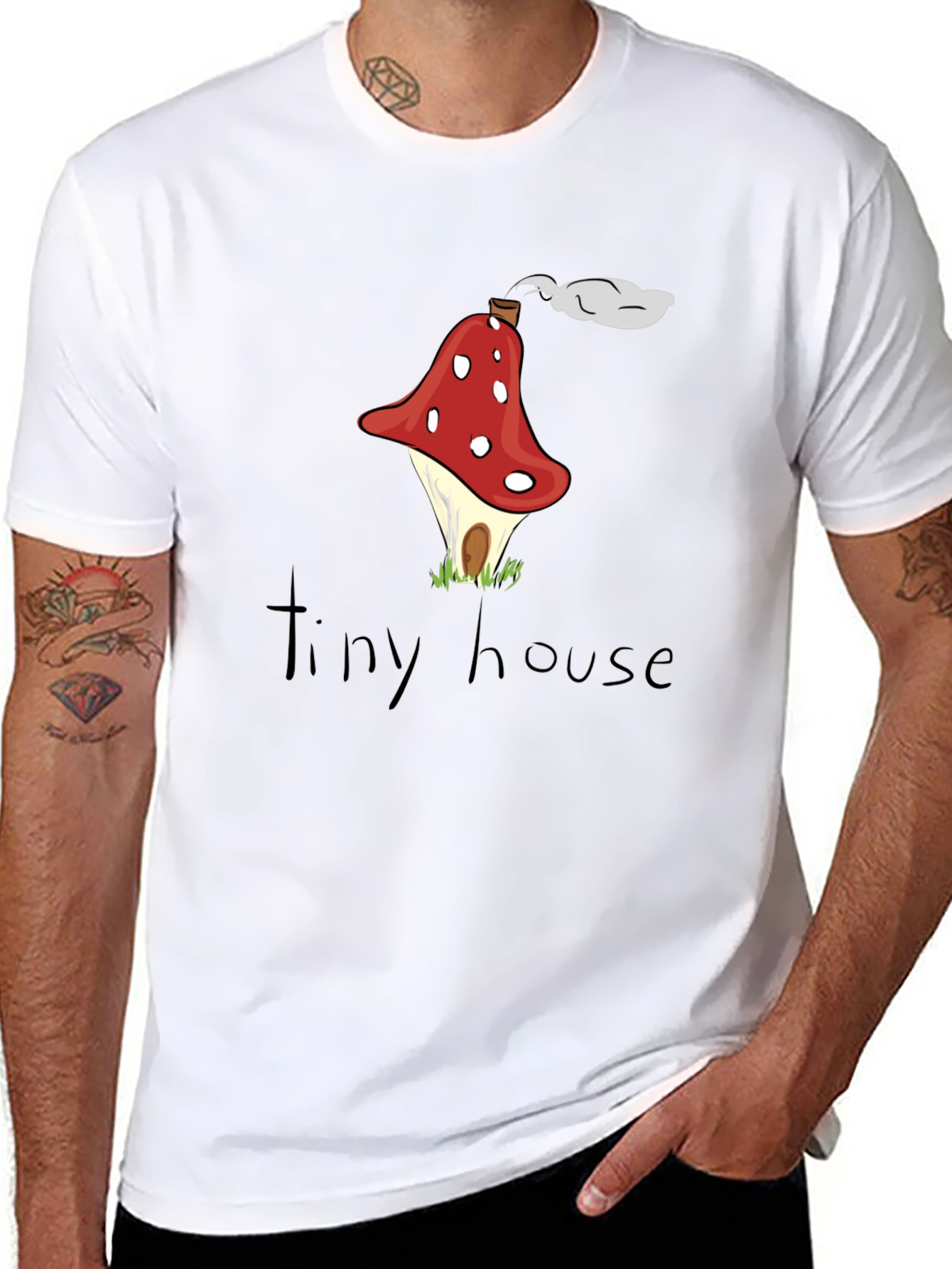 Black Mushroom House Graphic Tee - Quirky & Unique Design view 8