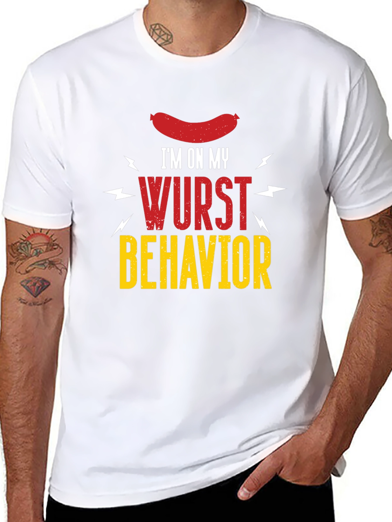 Black Wurst Behavior Graphic T-Shirt - Funny Sausage Tee view 8