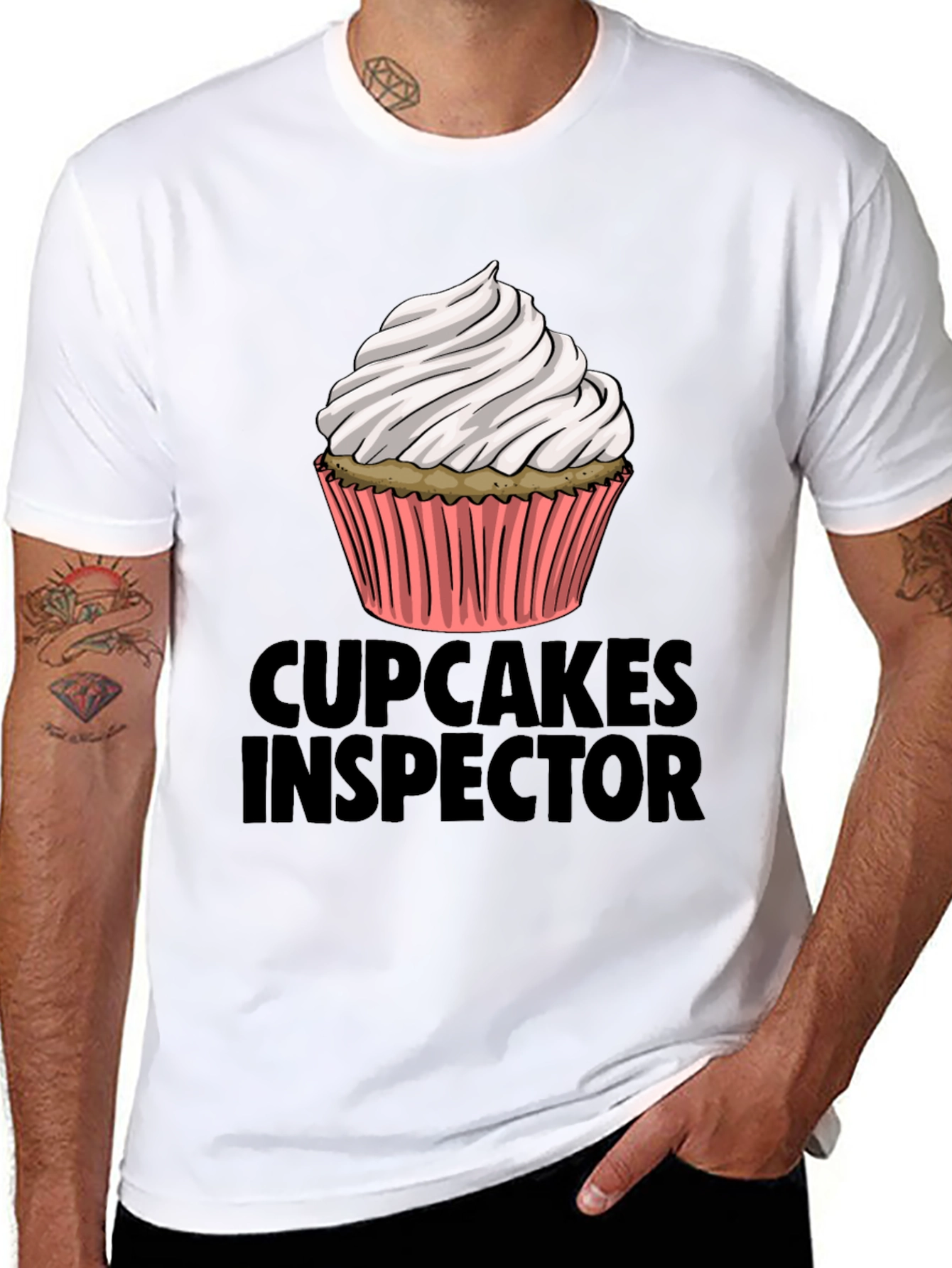 Black Cupcakes Inspector Funny Graphic T-Shirt view 8
