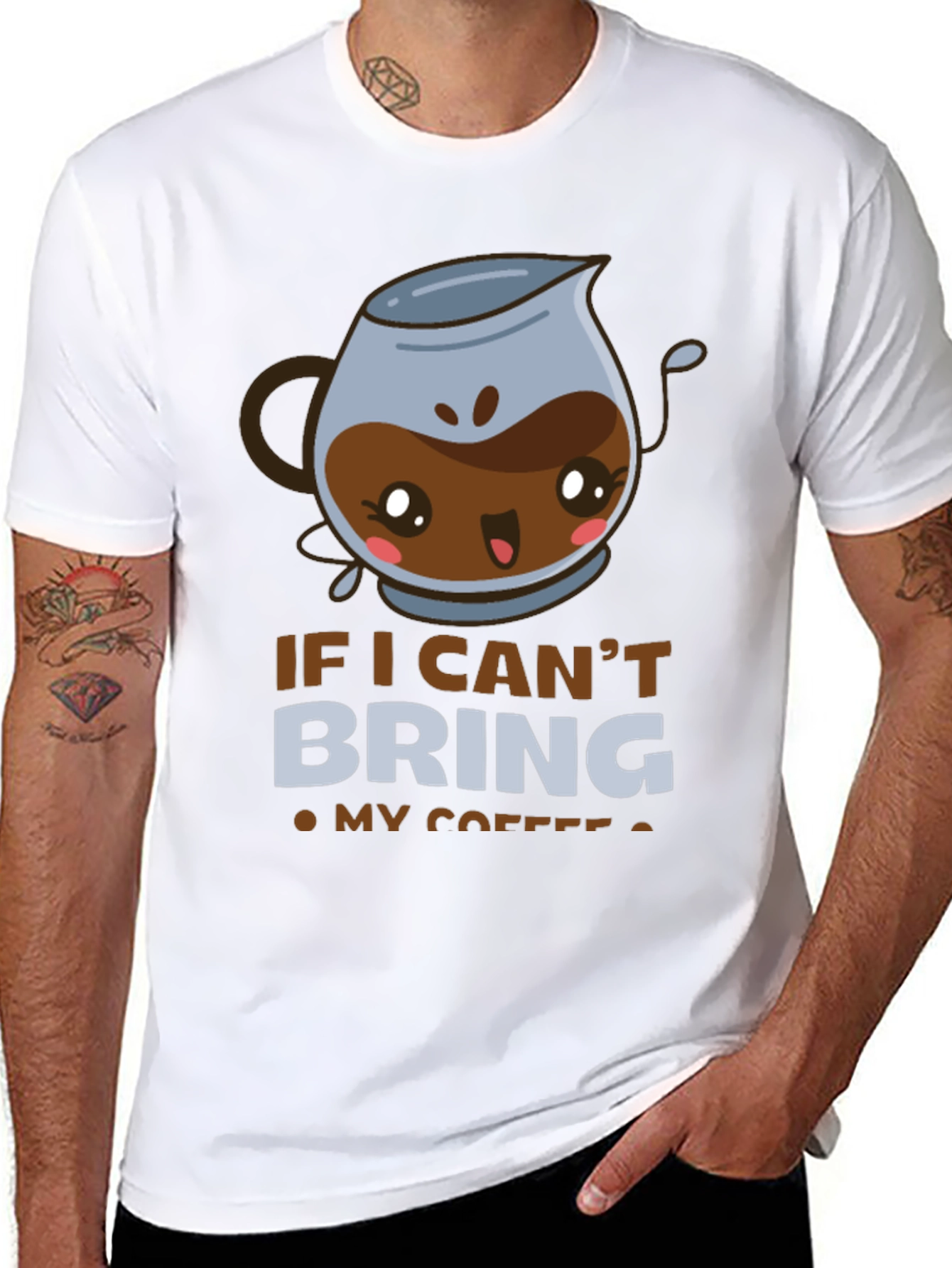 Black Funny Coffee Lover T-Shirt - If I Can't Bring My Coffee view 8