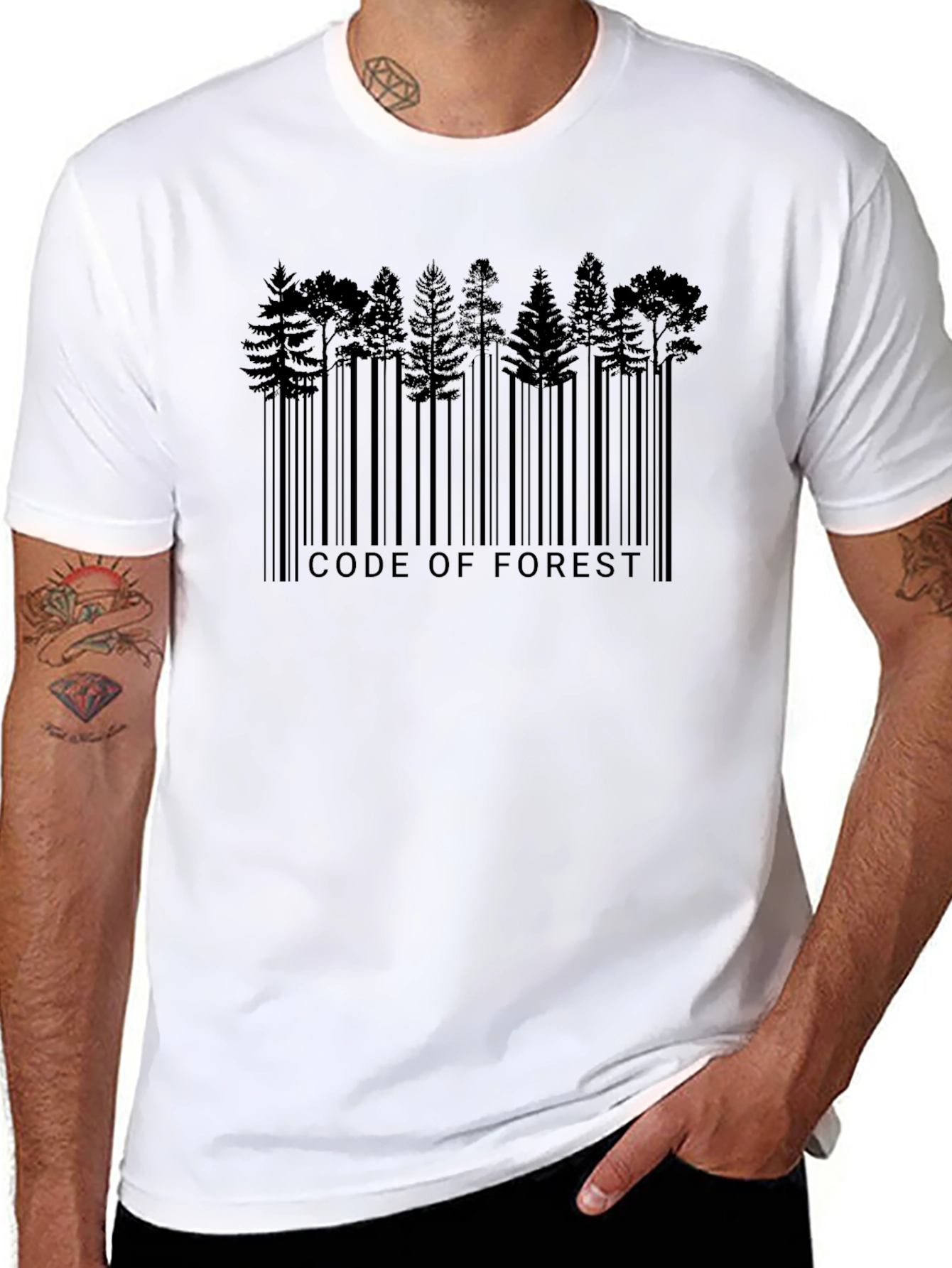 Black Code of Forest Graphic T-Shirt - Eco-Friendly Design view 8