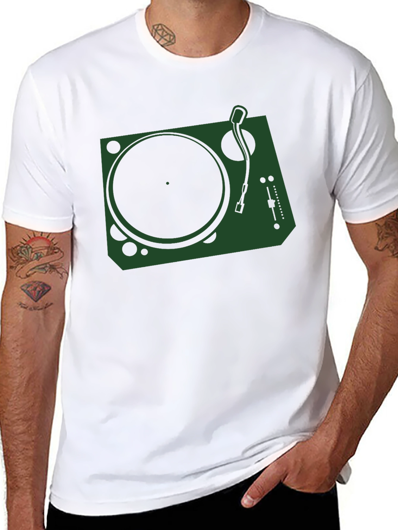 Black DJ Turntable Graphic T-Shirt - Black view 8