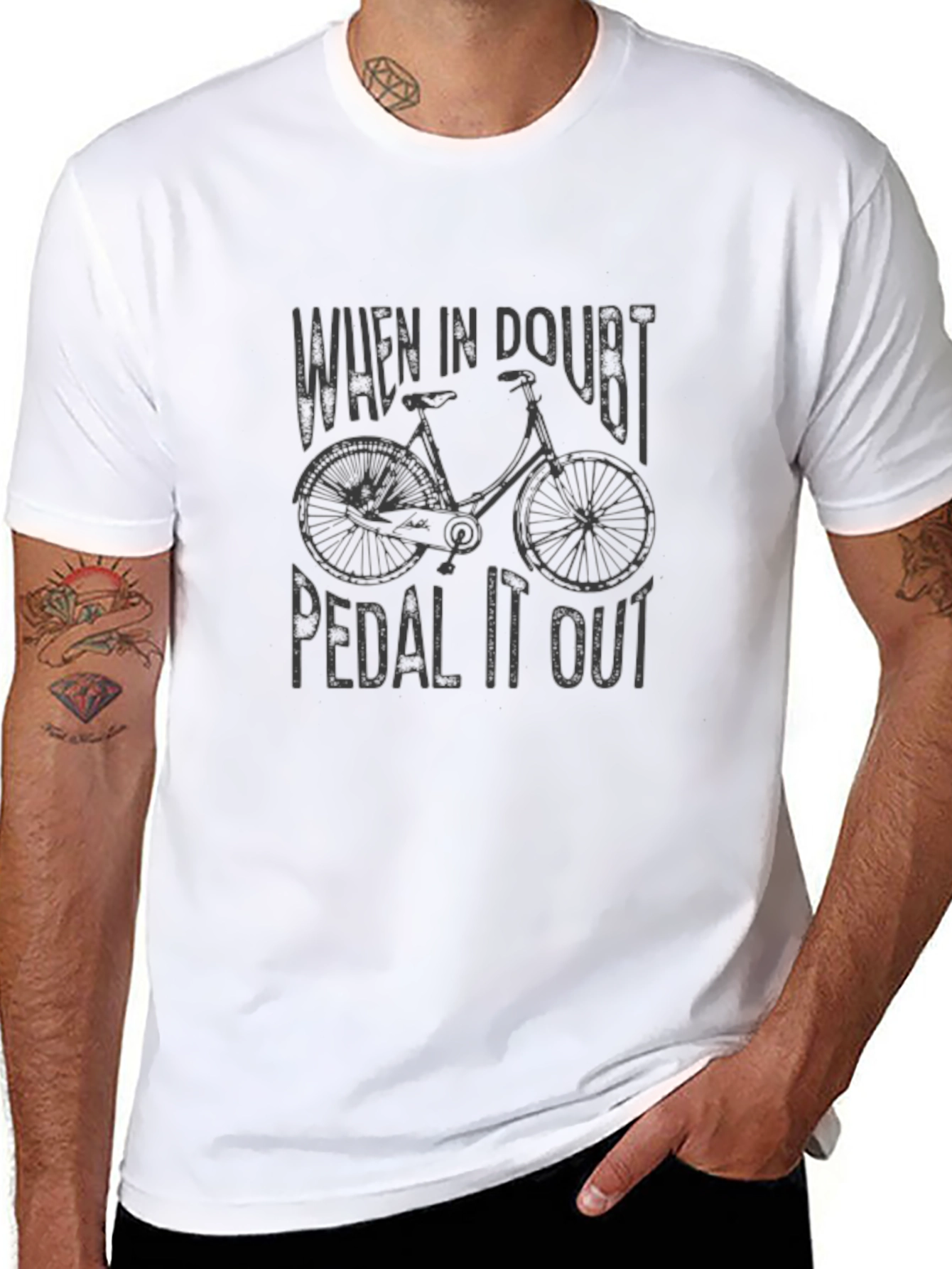 Black When In Doubt Pedal It Out - Unisex T-Shirt view 8