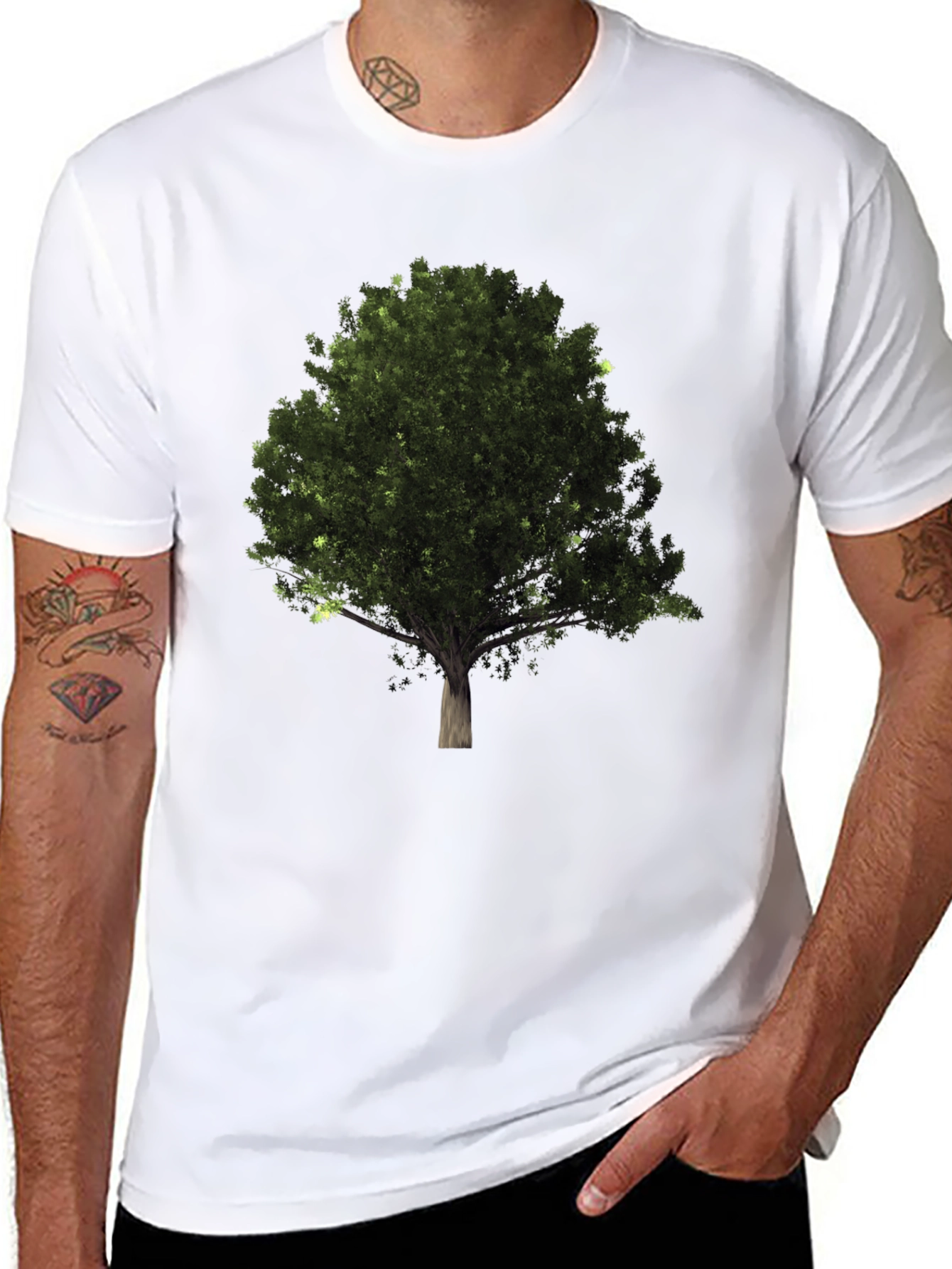 Black Nature Tree Graphic Black T-Shirt view 8