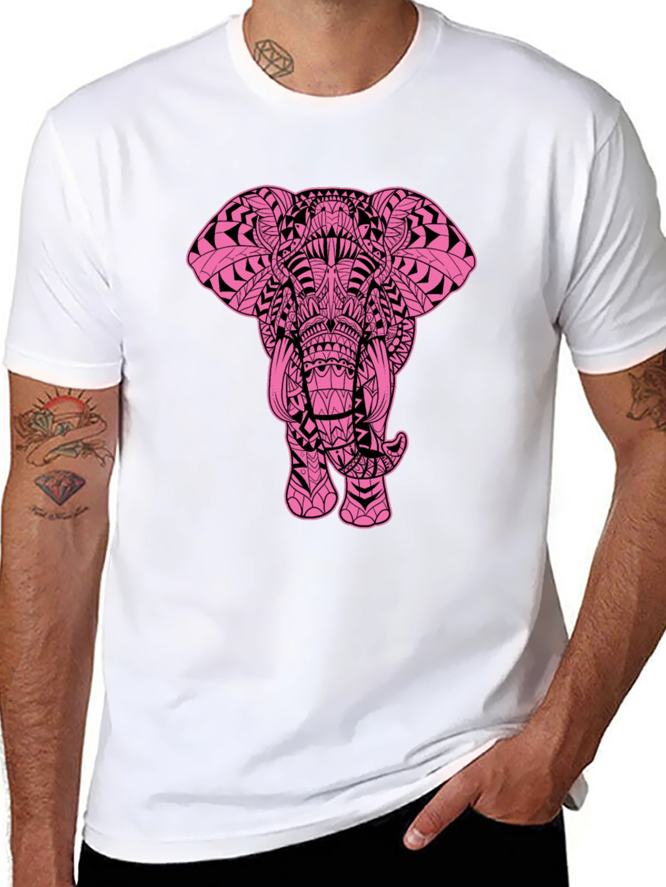 Black Elephant Graphic Black T-Shirt - Stylish Men's Tee view 8