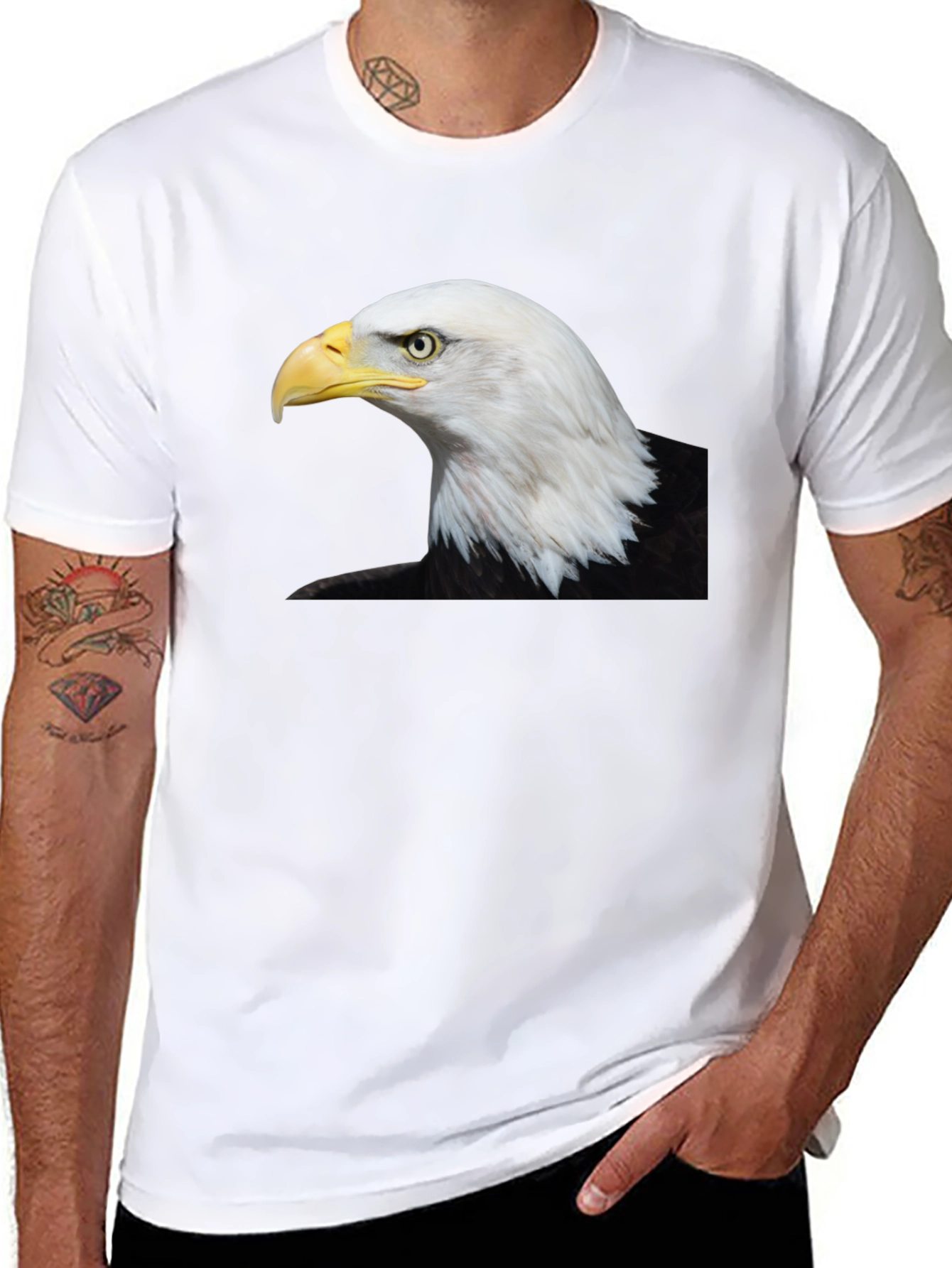 Black Bald Eagle Graphic Black T-Shirt view 8