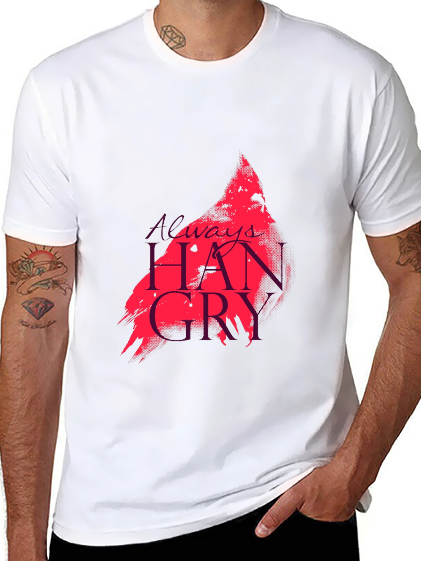 Black Always Hangry Graphic Tee - Black Cotton T-Shirt view 8