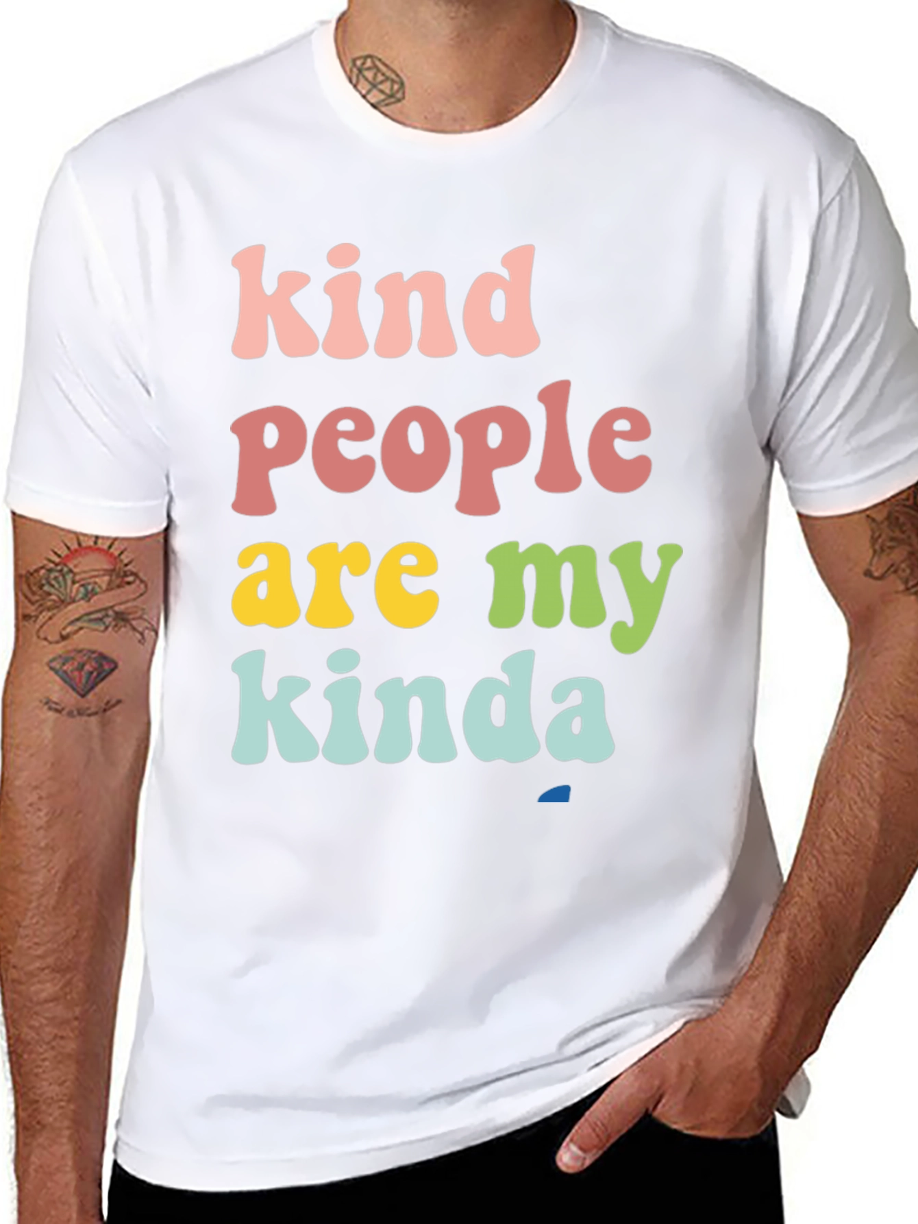 Black Kind People T-Shirt - Retro Colorful Design view 8