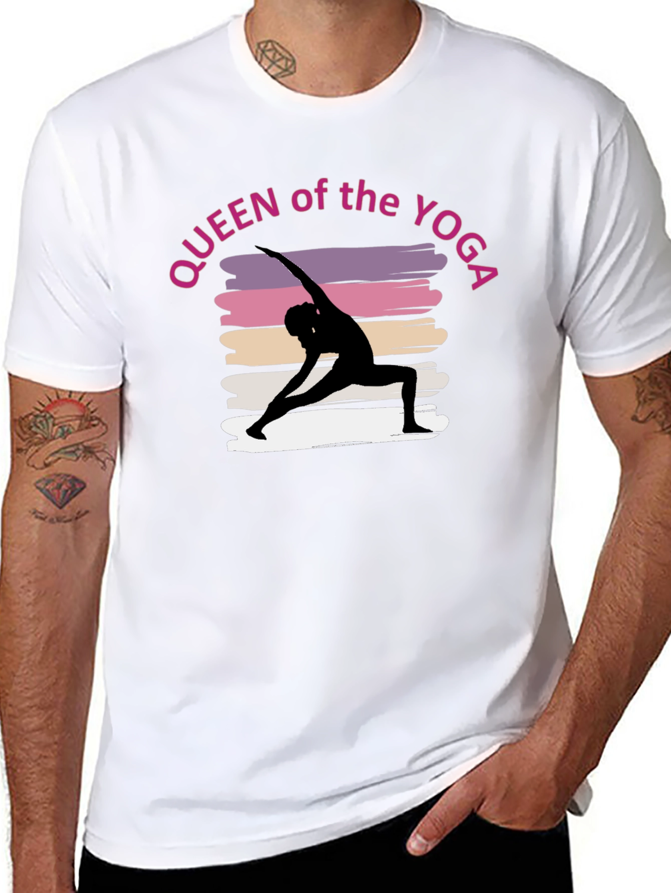 Black Queen of the Yoga Tee - Black Unisex T-Shirt view 8