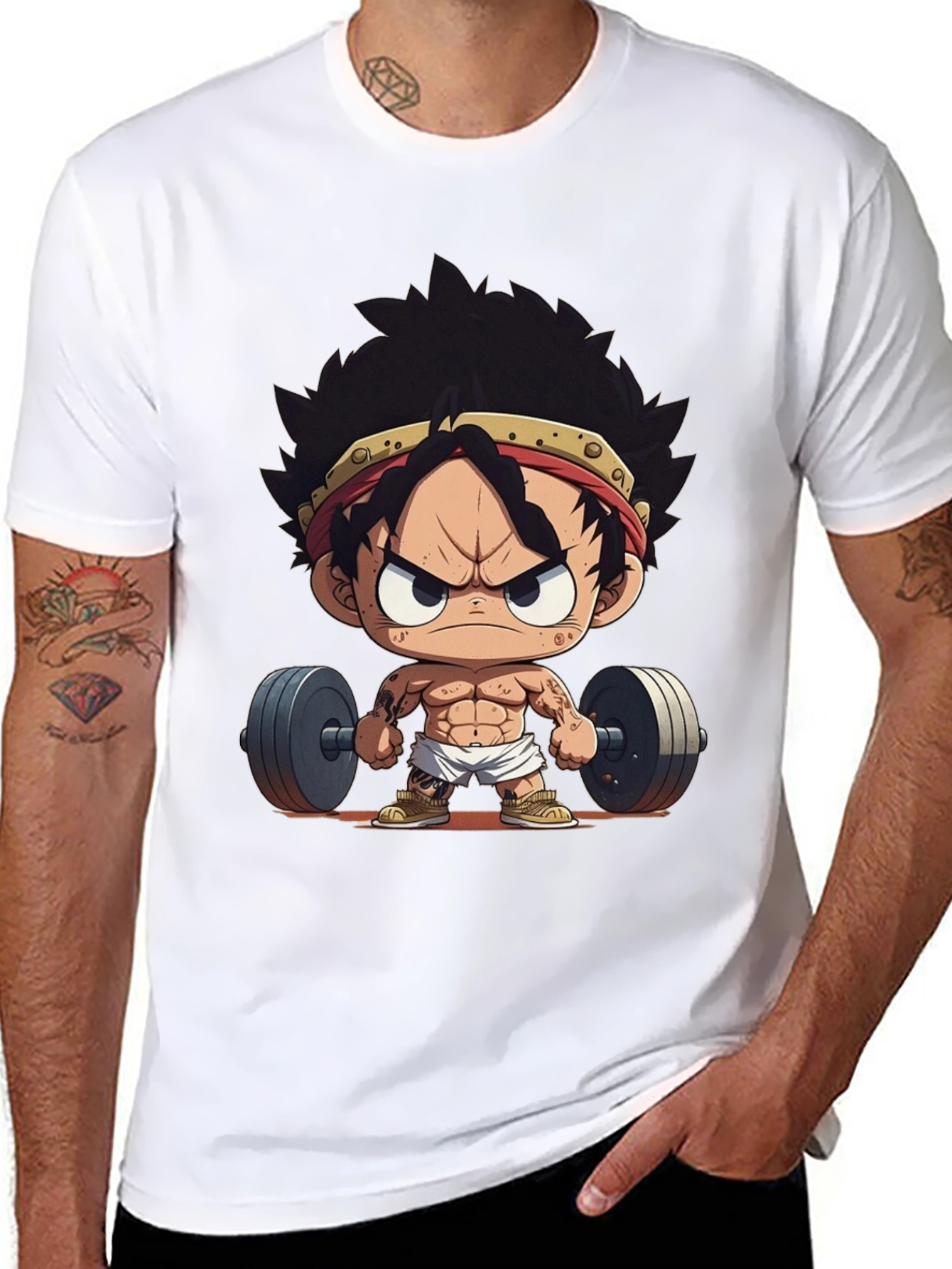 Black Anime Gym T-Shirt: Strong Luffy view 8